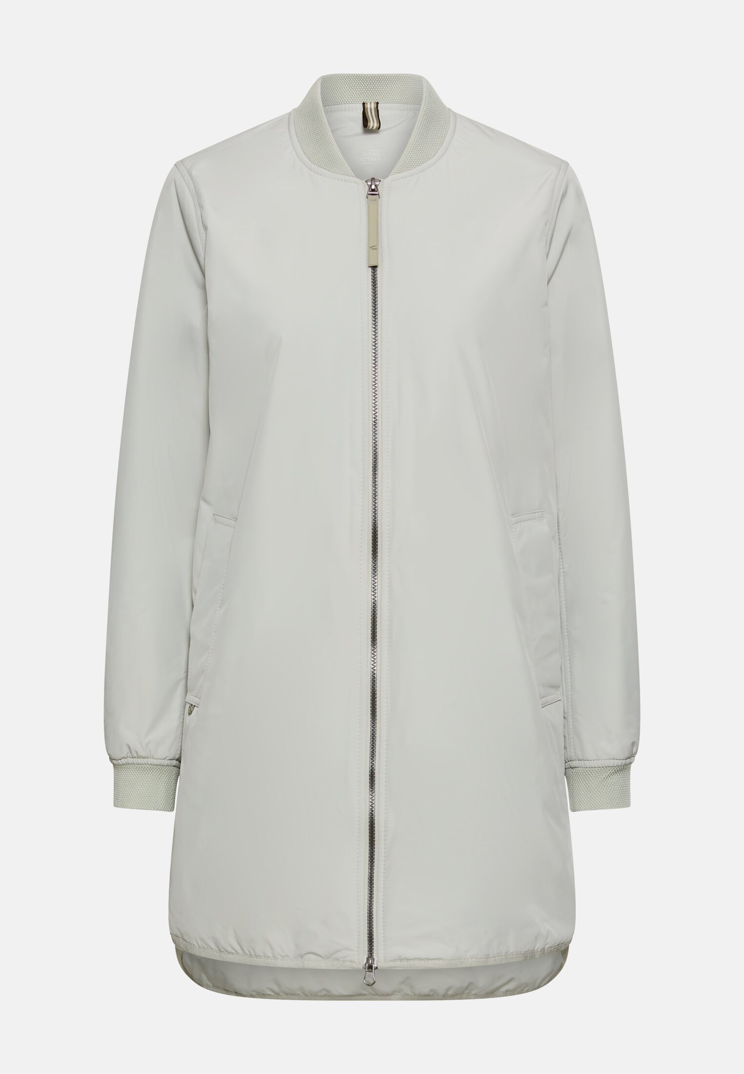 Damen Mantel mit 2-Wege-Reißverschluss Salbei frontal vorn