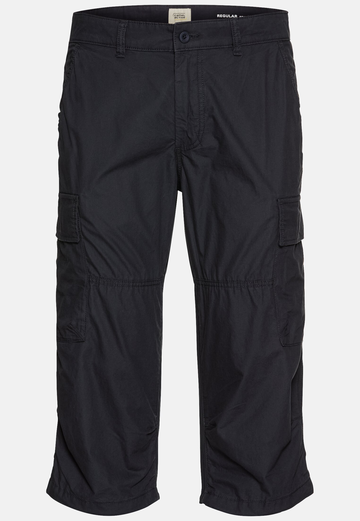 MI_96R58-5F50-48_0G-00 Heren 3/4 cargoshort met regular fit Donker Blauw frontaal voor