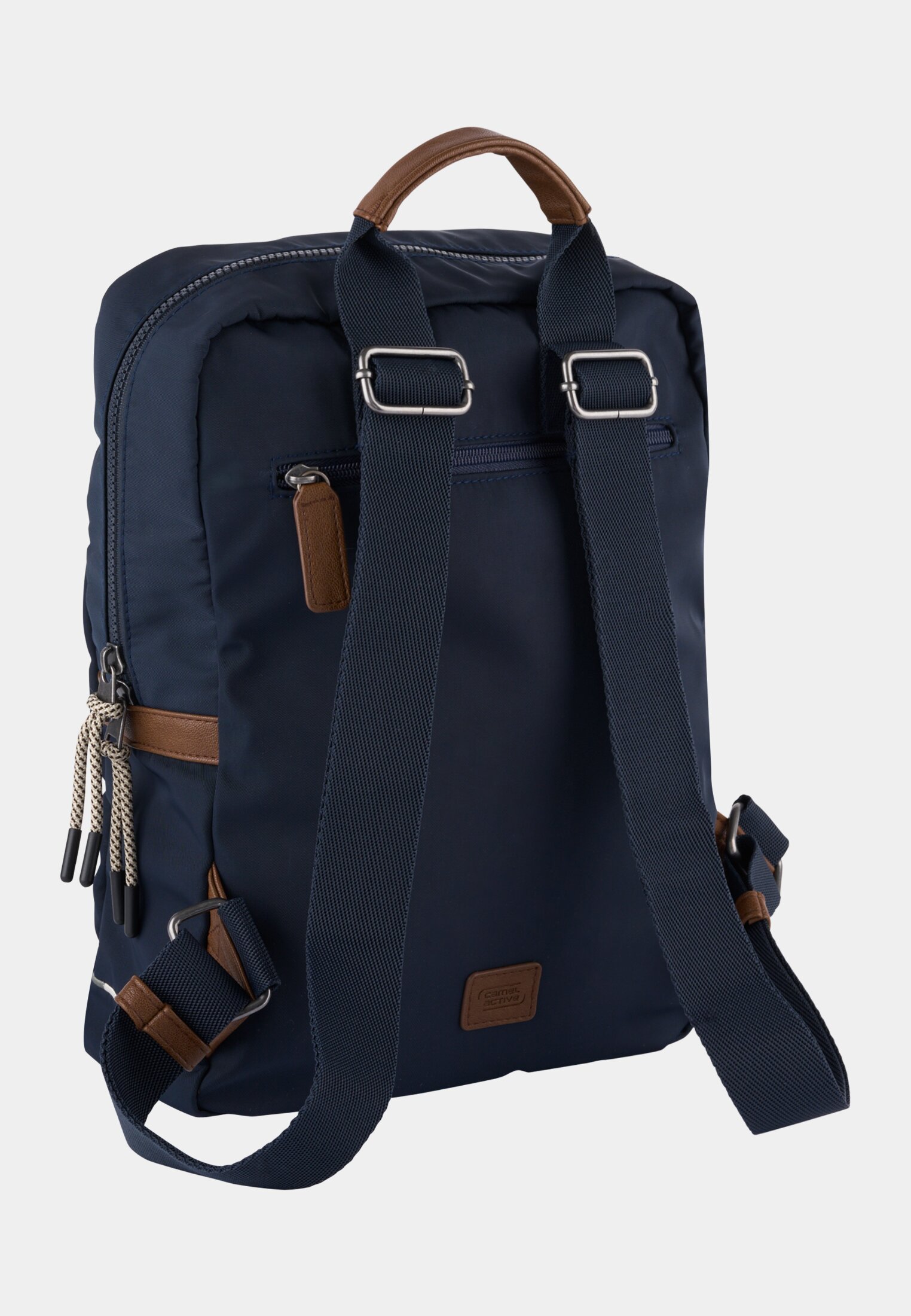 Damen AURUM Rucksack mit strukturiertem Gewebeband Dunkelblau frontal hinten