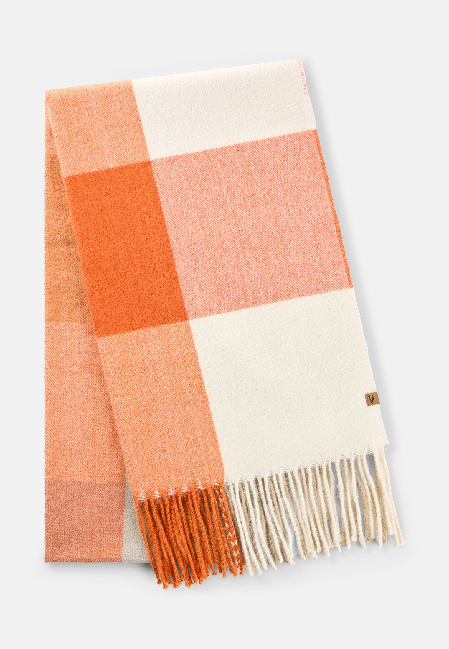 Damen Gewebter Schal mit Karomuster Sand frontal vorn