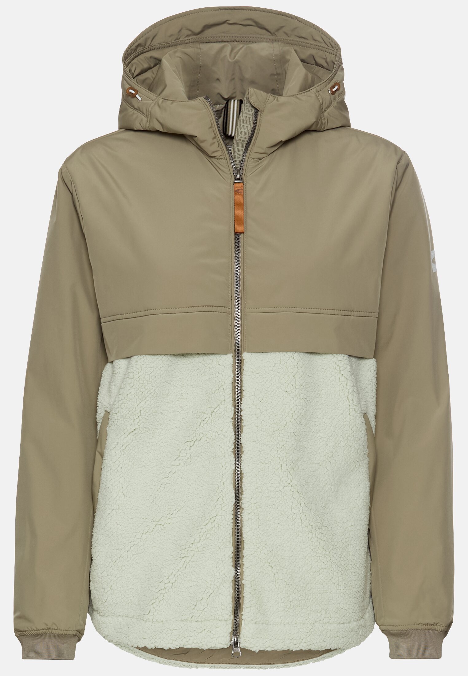 Women Teddy jacket with hood Sage frontal front