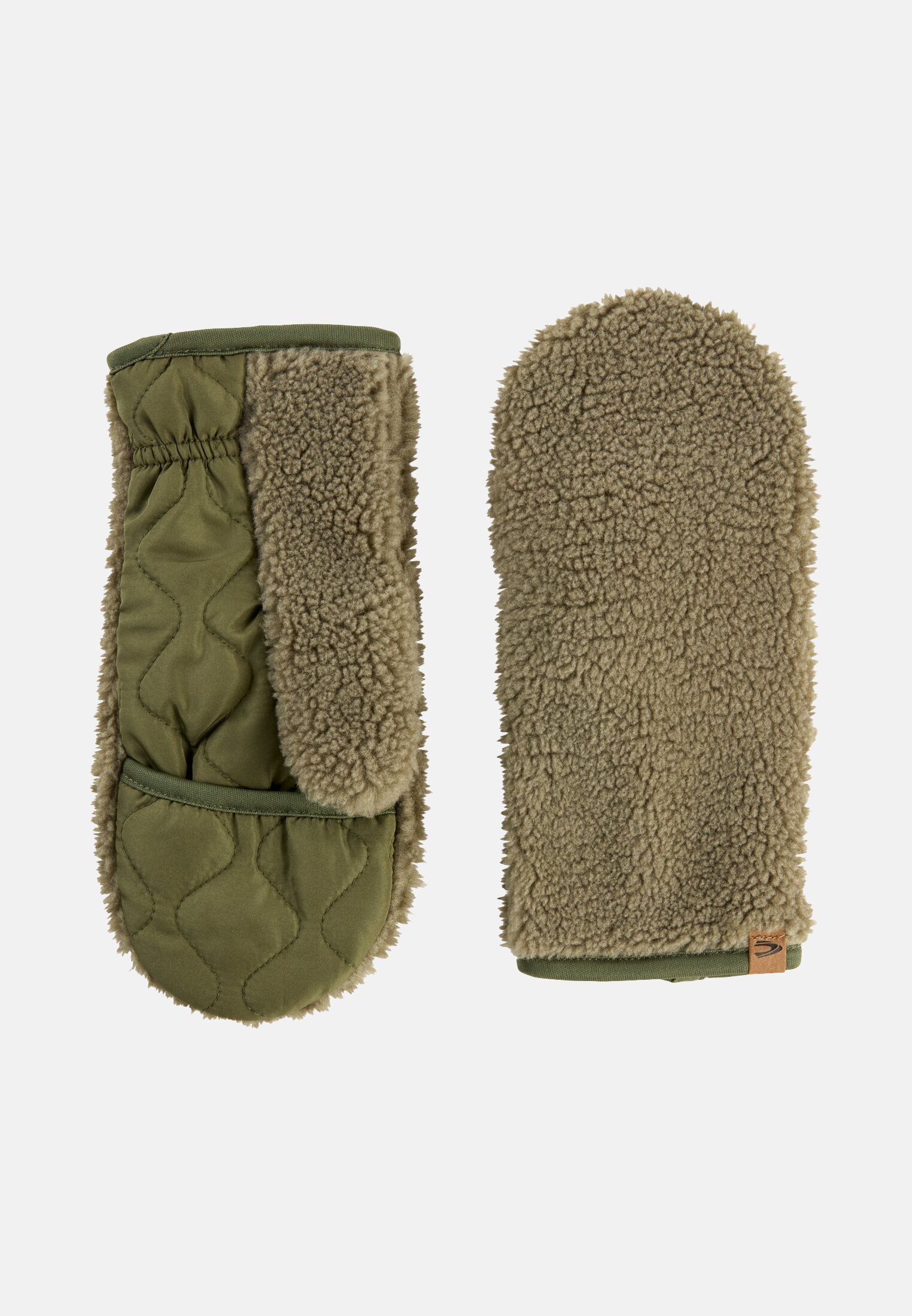 Women Teddy gloves with mixed materials Light khaki close back