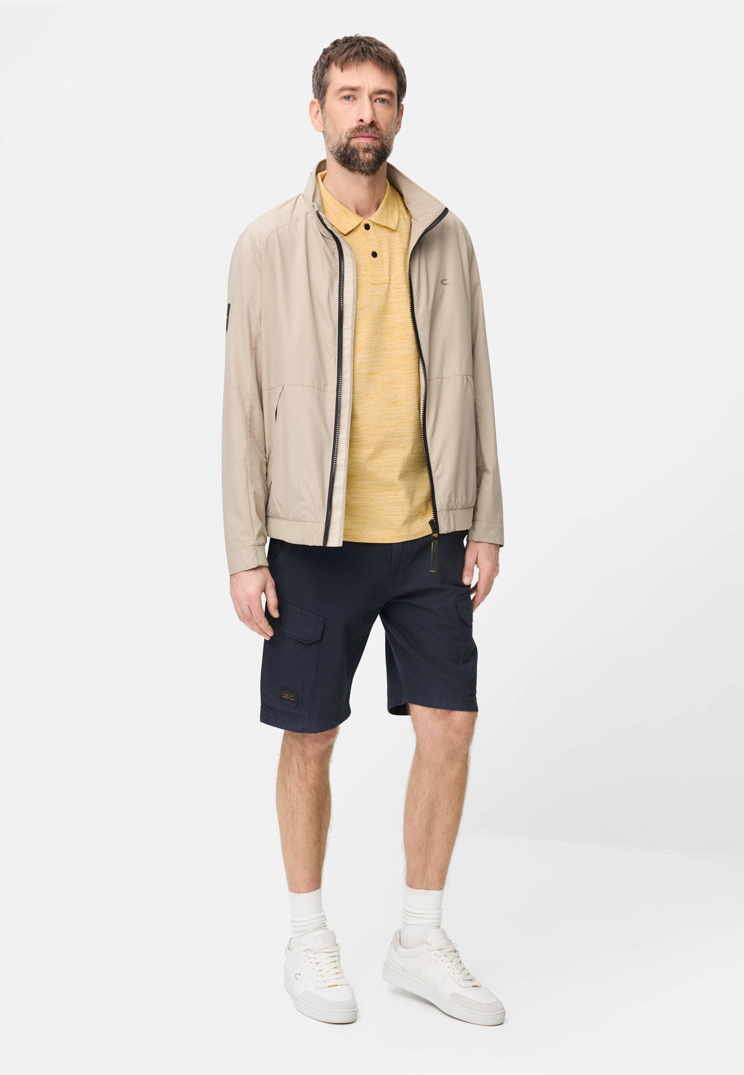 Men Polo shirt with Quick Dry function Sun Yellow worn front full body