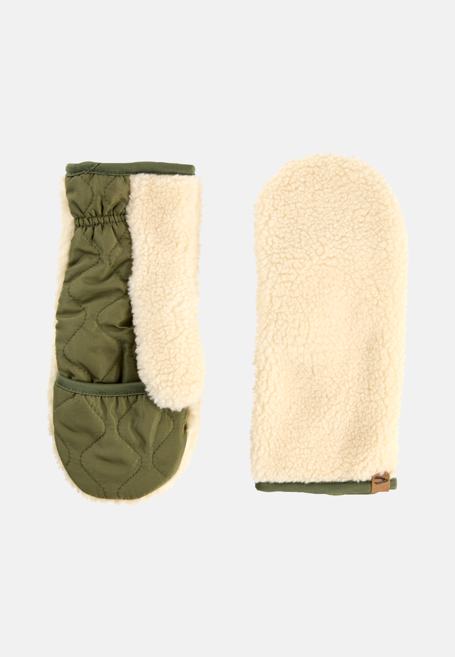 Women Teddy gloves with mixed materials Milk white close back