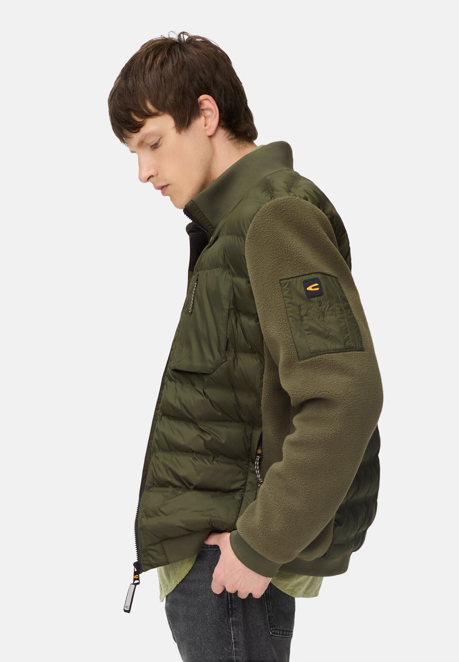 Herren Blouson im Stepp-Fleece-Mix Waldgrün getragen emotional