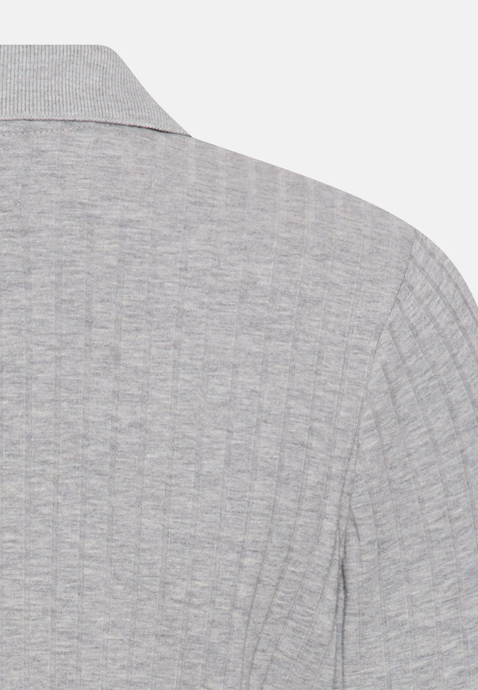 Damen Jersey-Shirt mit geripptem Kragen Grau hinten nah