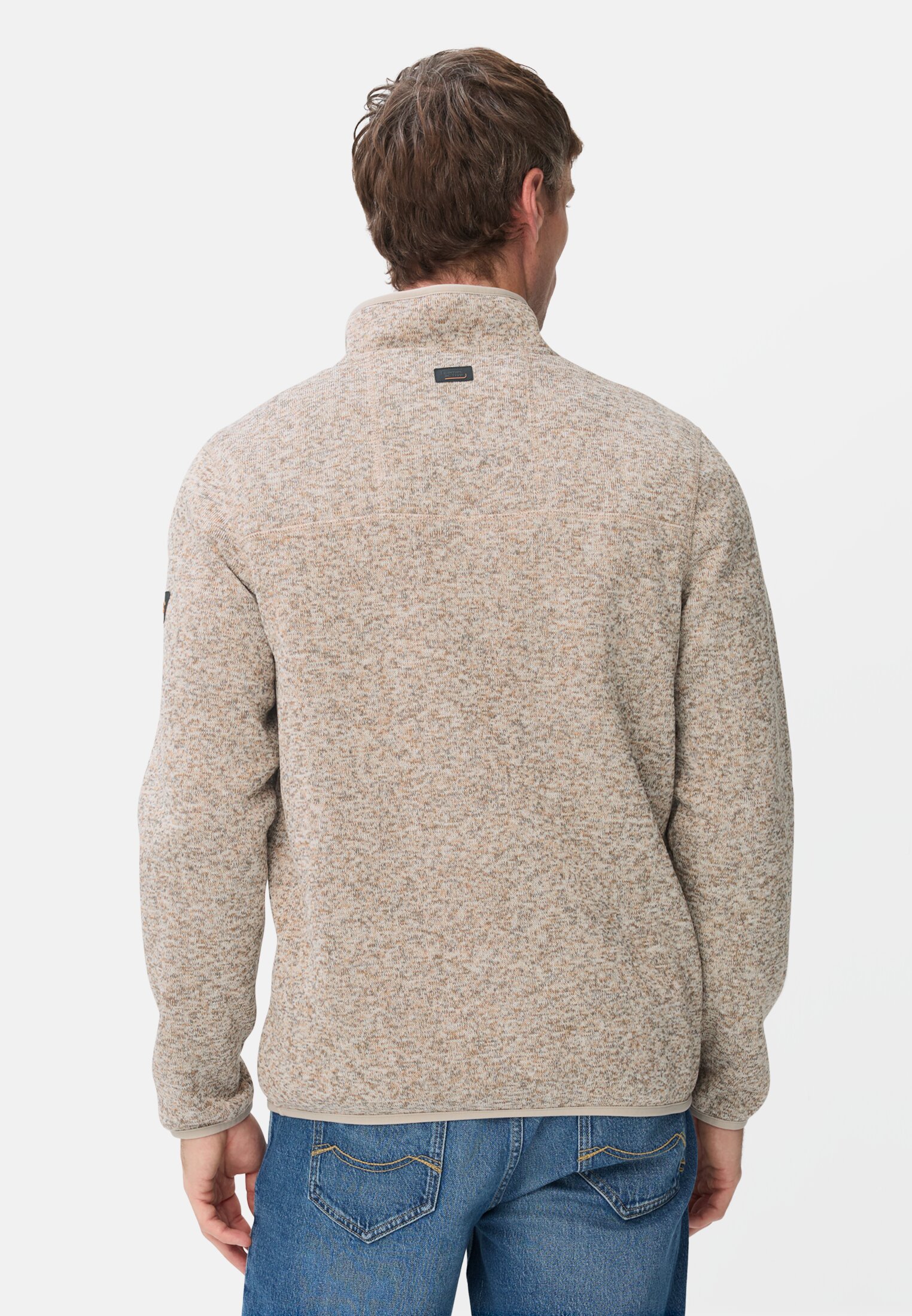 Heren Gebreide trui in gemêleerde look Beige gedragen achter
