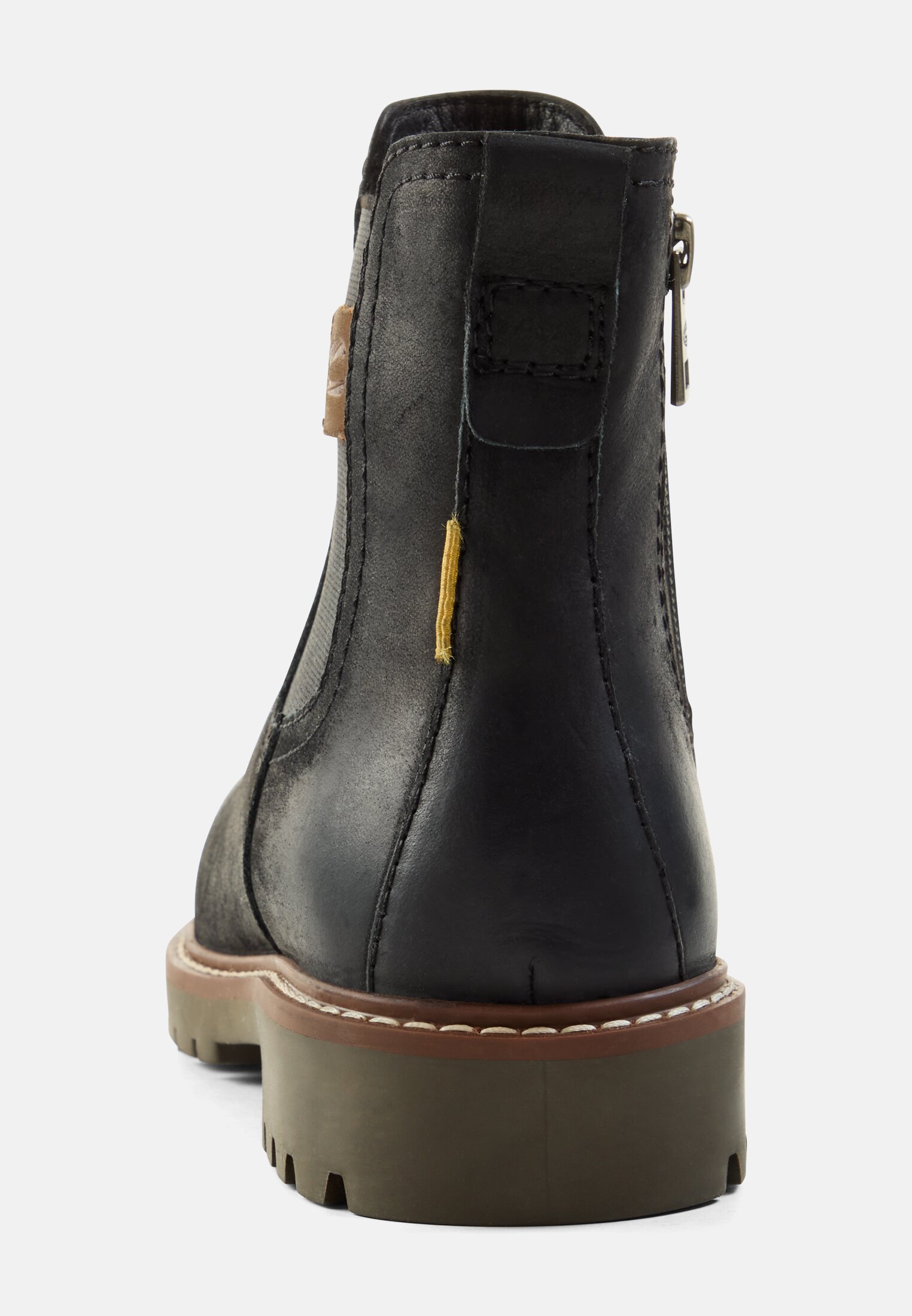 Damen Chelsea Boot mit Reißverschluss Schwarz vorne nah