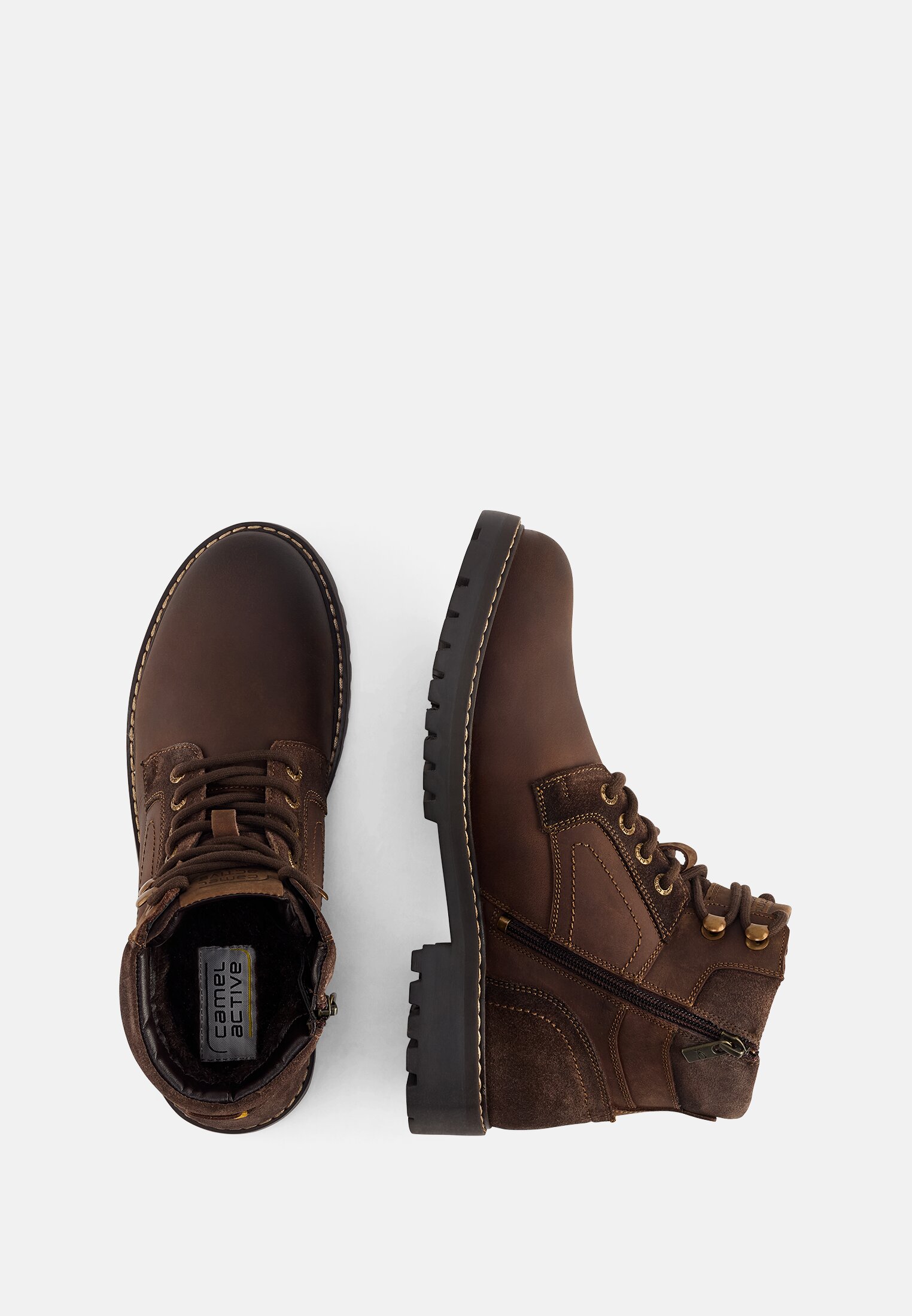Herren Gefütterte Herren Boots mit Schnürung Braun frontal oben
