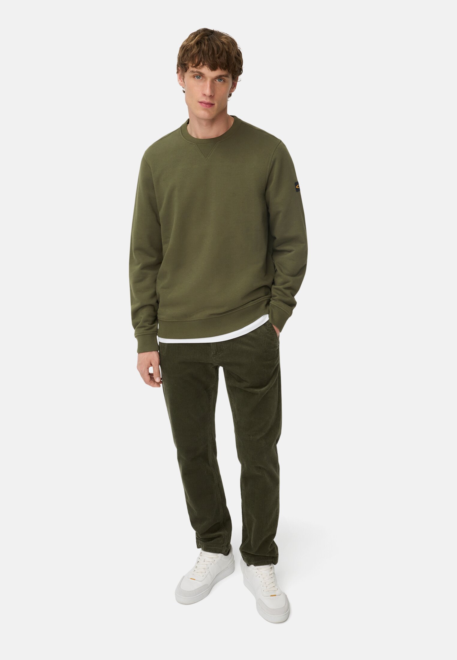 Heren Sweatshirt van katoenmix Bosgroen gedragen voor lichaam compleet 
