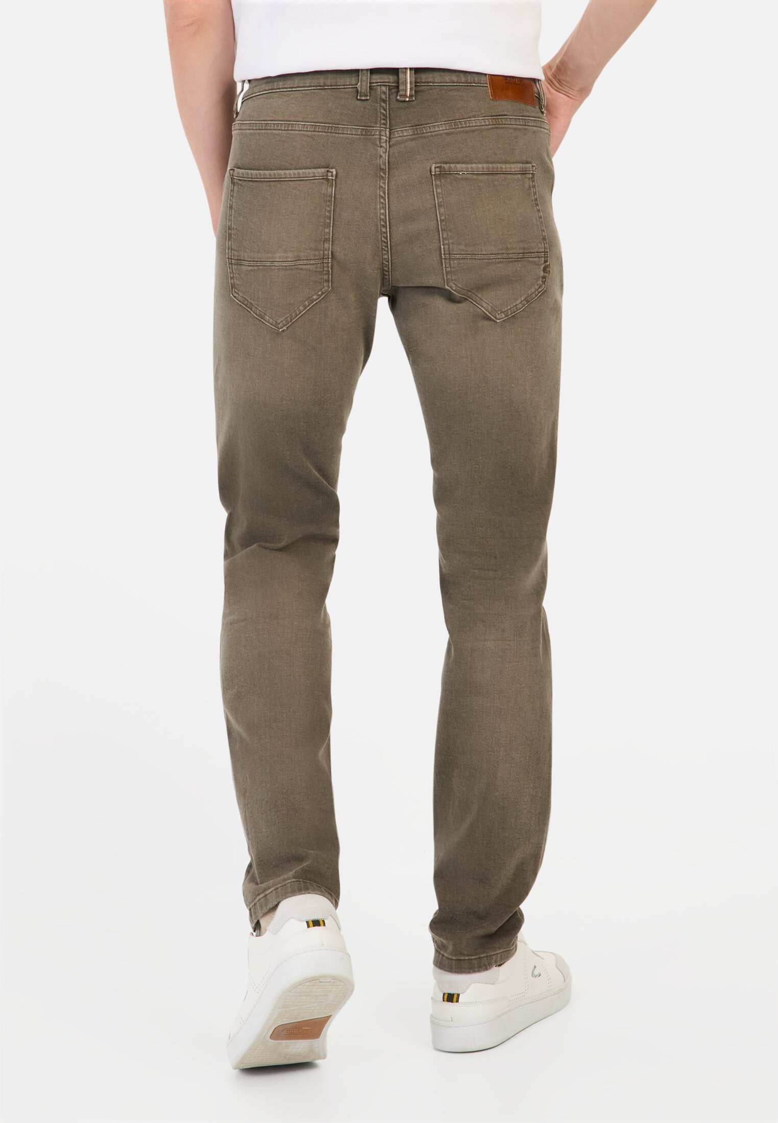 Men Slim fit jeans made from cotton Brown worn back