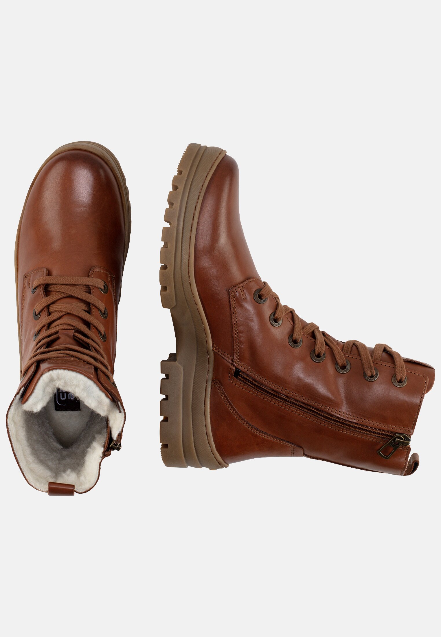 MI_CAEM302-0100-410_1G-00 Women Lace-up boot made from cowhide Brown frontal top