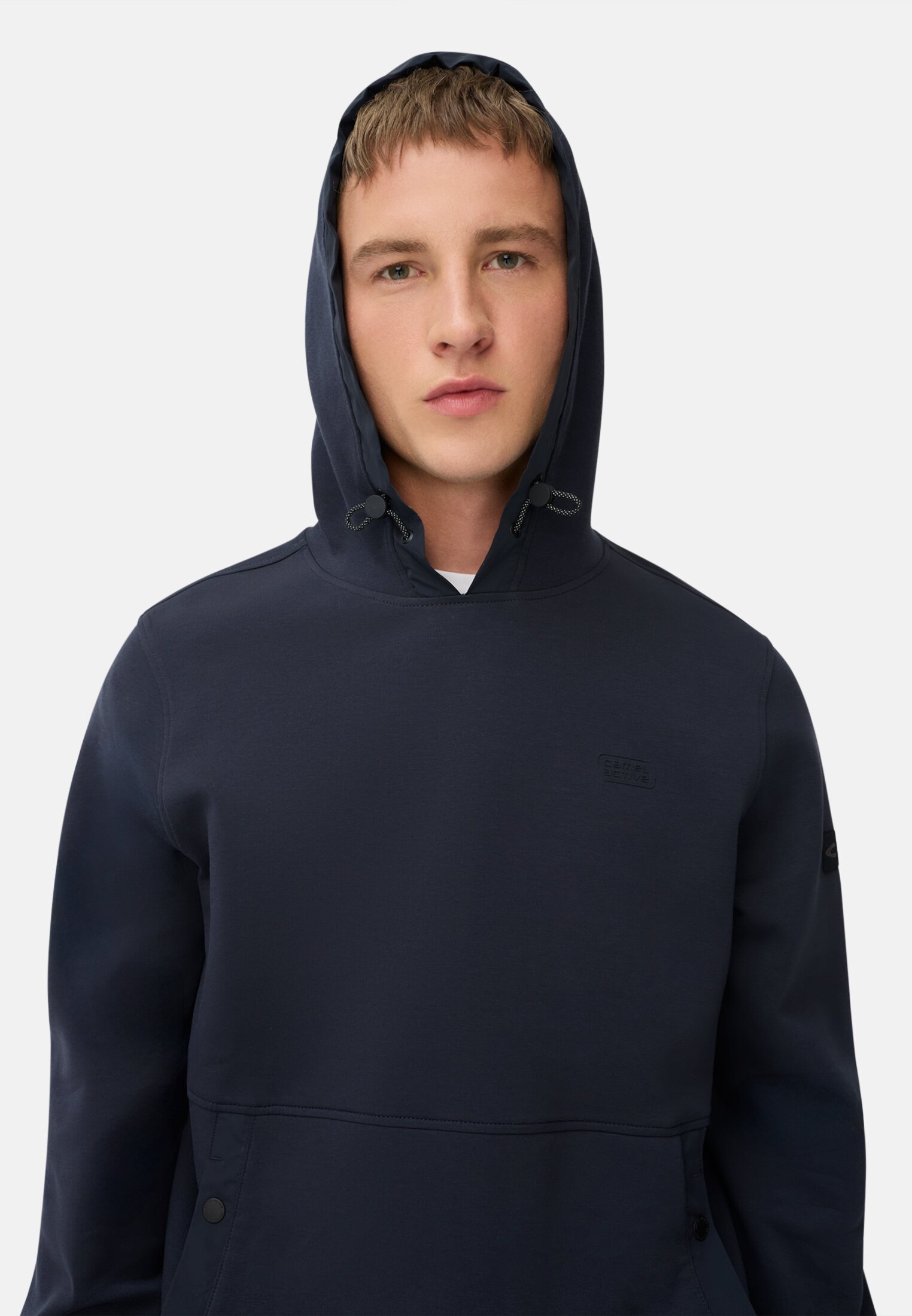 Heren fleXXXactive® Hoody met verstelbare capuchon Marineblauw gedragen emotional 
