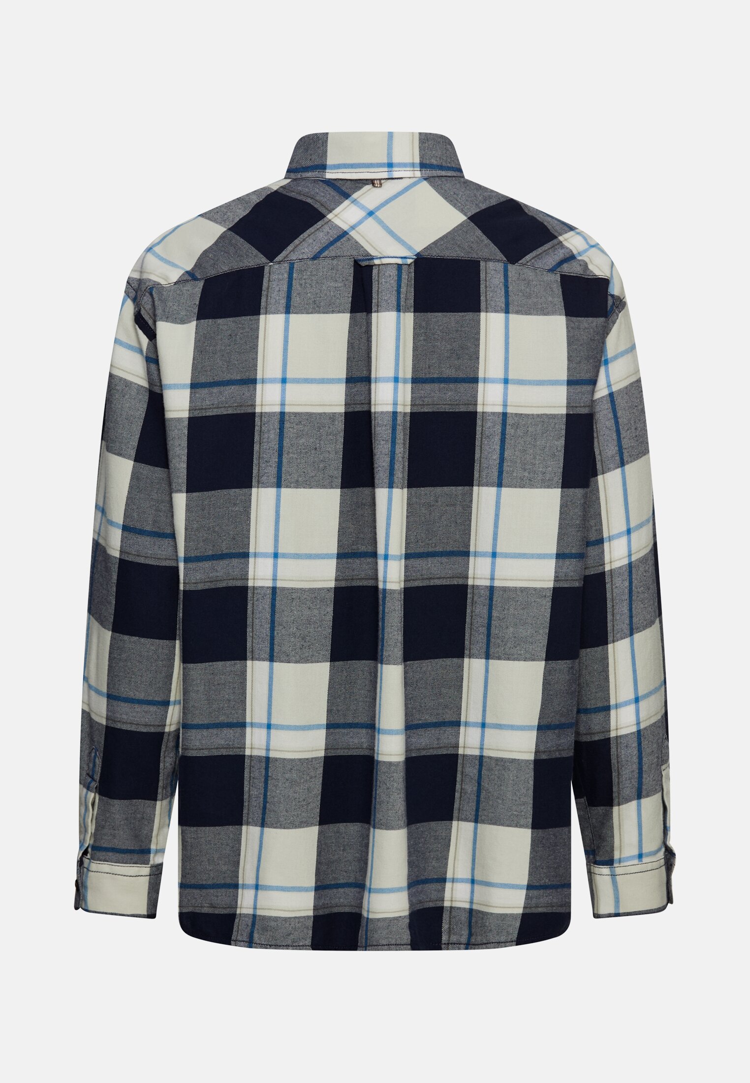 Women Chequered blouse with a breast pocket Dark blue and white frontal back