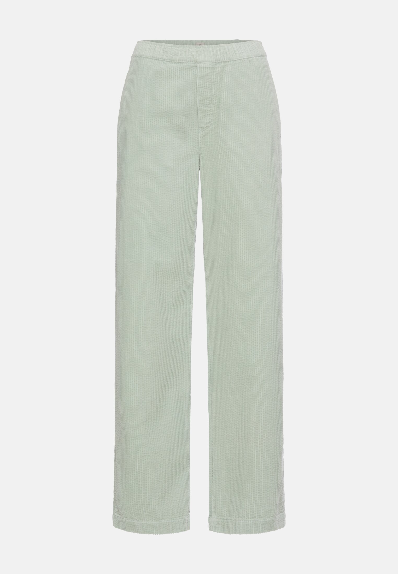 Women Cord pants with elastic waistband mint frontal front