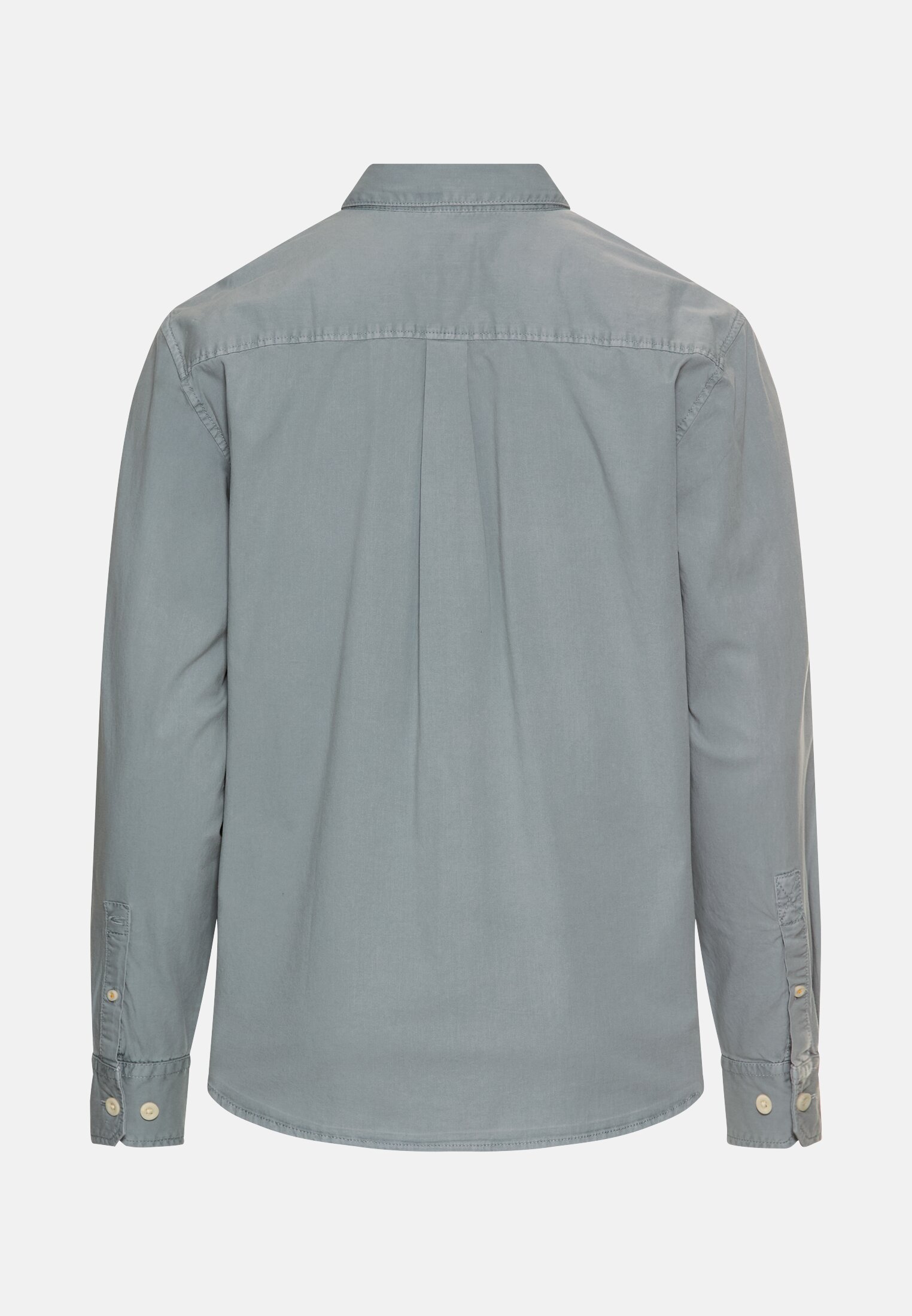 Men Long-sleeve shirt with button-down collar Stone blue frontal back