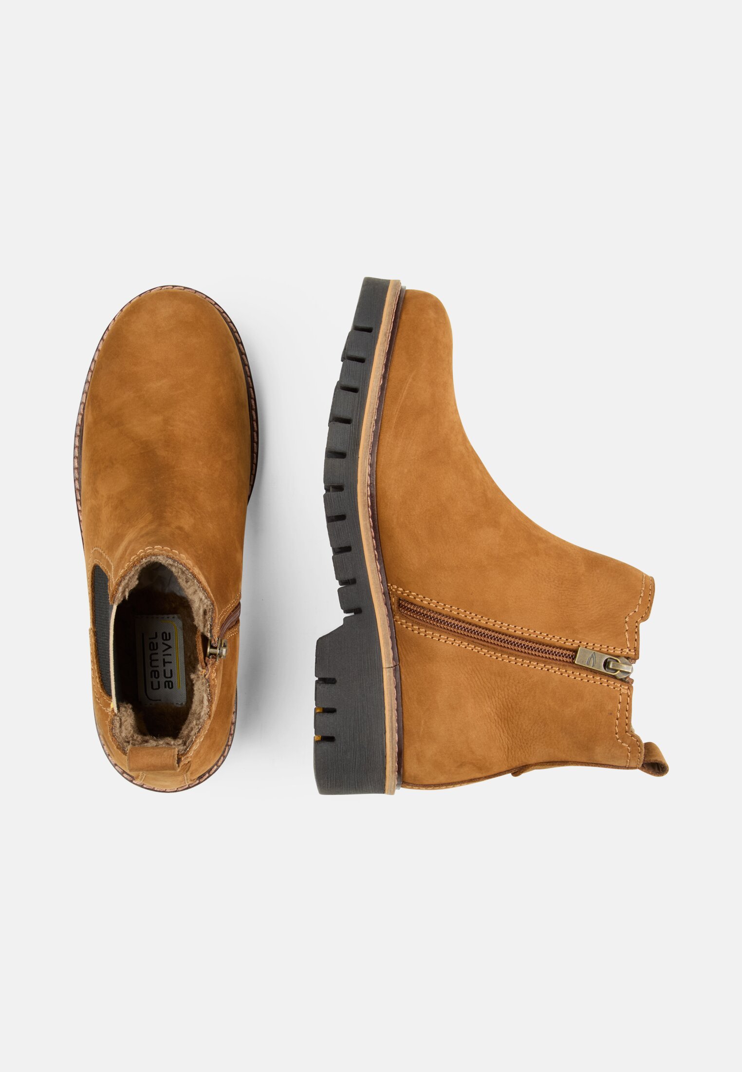 Damen Chelsea Boot mit Reißverschluss Braun frontal oben