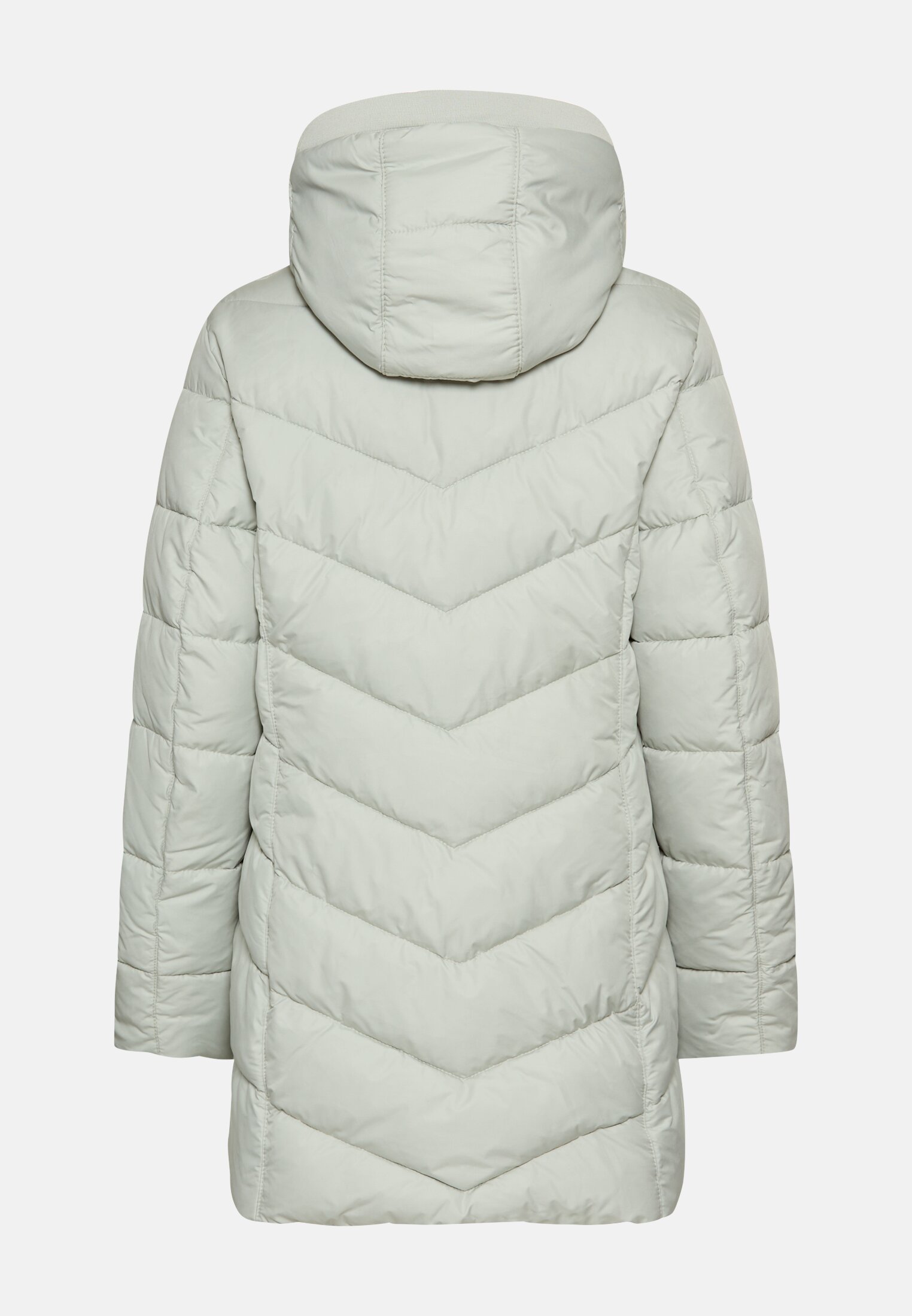 Women Padded jacket with detachable hood Sage frontal back