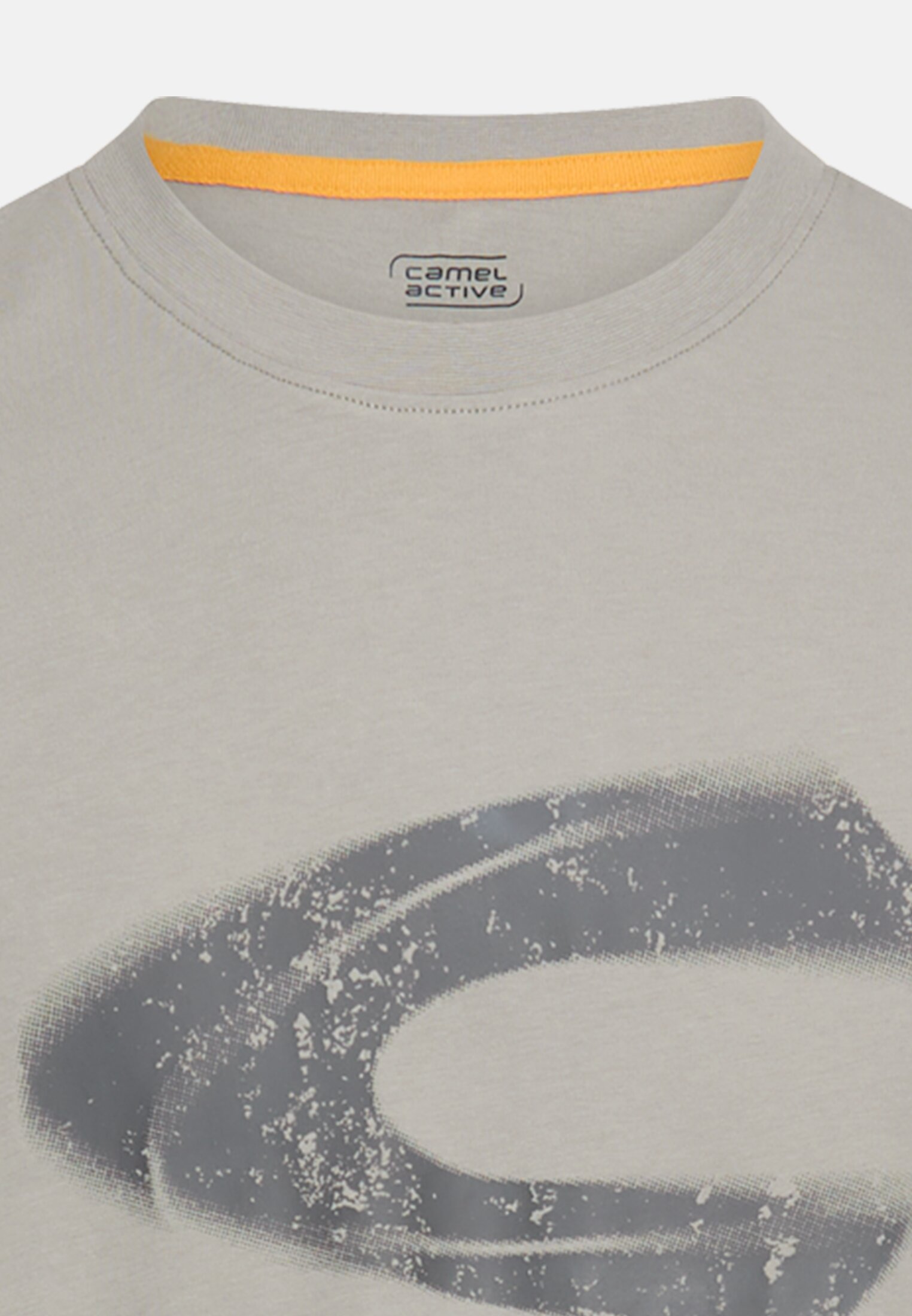 Herren T-Shirt mit Logoprint aus organic Cotton Grau vorne nah