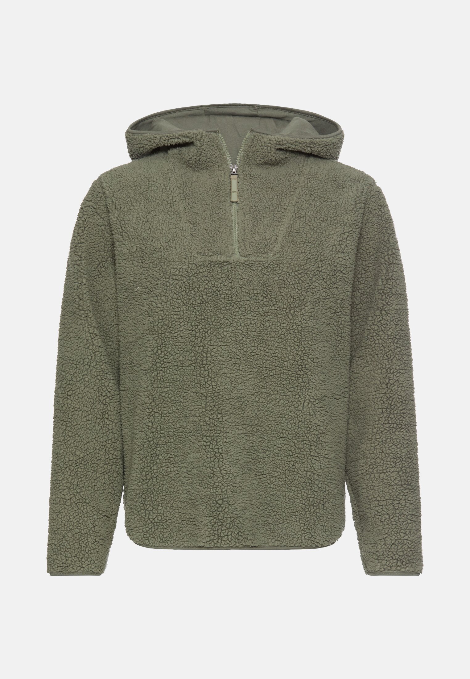 Damen Teddy-Troyer mit Reißverschluss Dunkelgrün frontal vorn