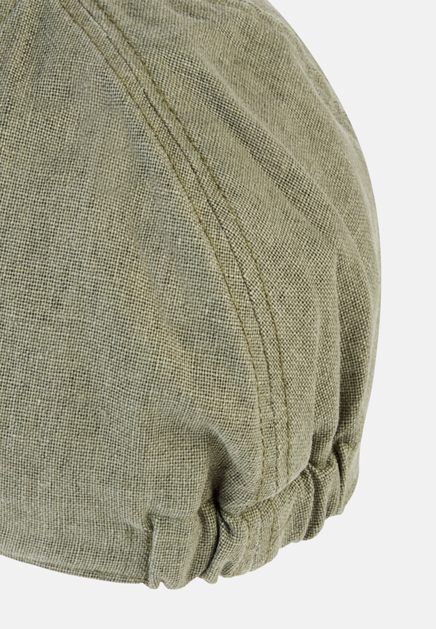 Heren Platte pet met elastiek Khaki achter dichtbij