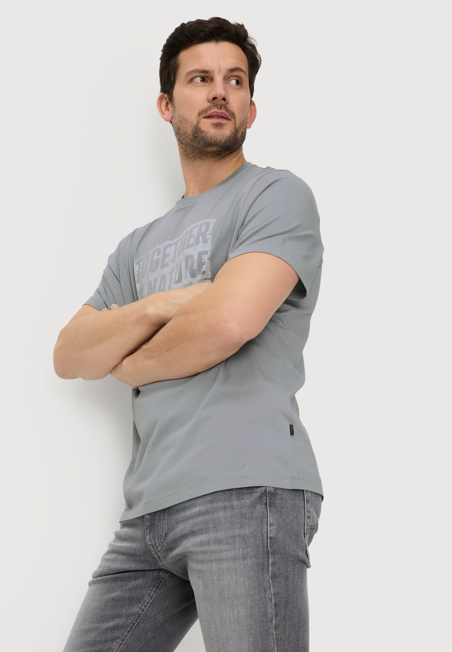 Heren T-shirt van puur katoen Grijs gedragen emotional