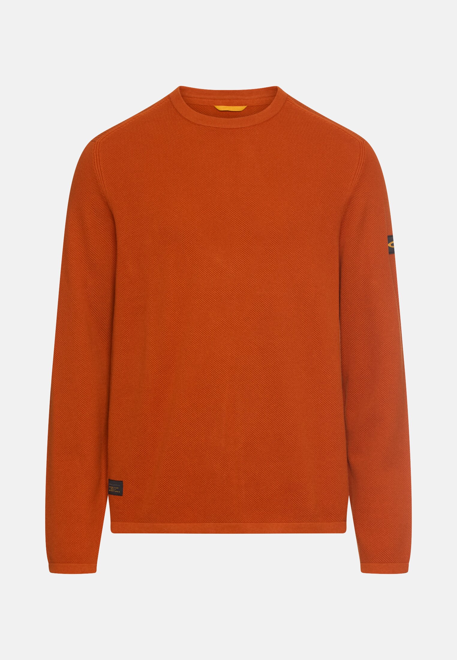Herren Baumwollpullover mit strukturiertem Oberflächendesign Zimt frontal vorn