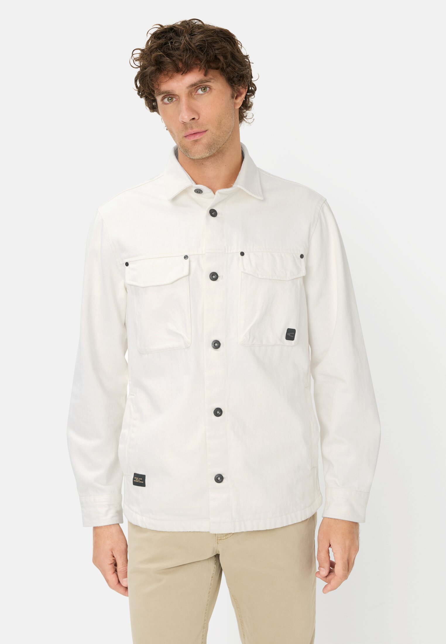 Men Long-sleeved shirt made of pure cotton Off-white worn front
