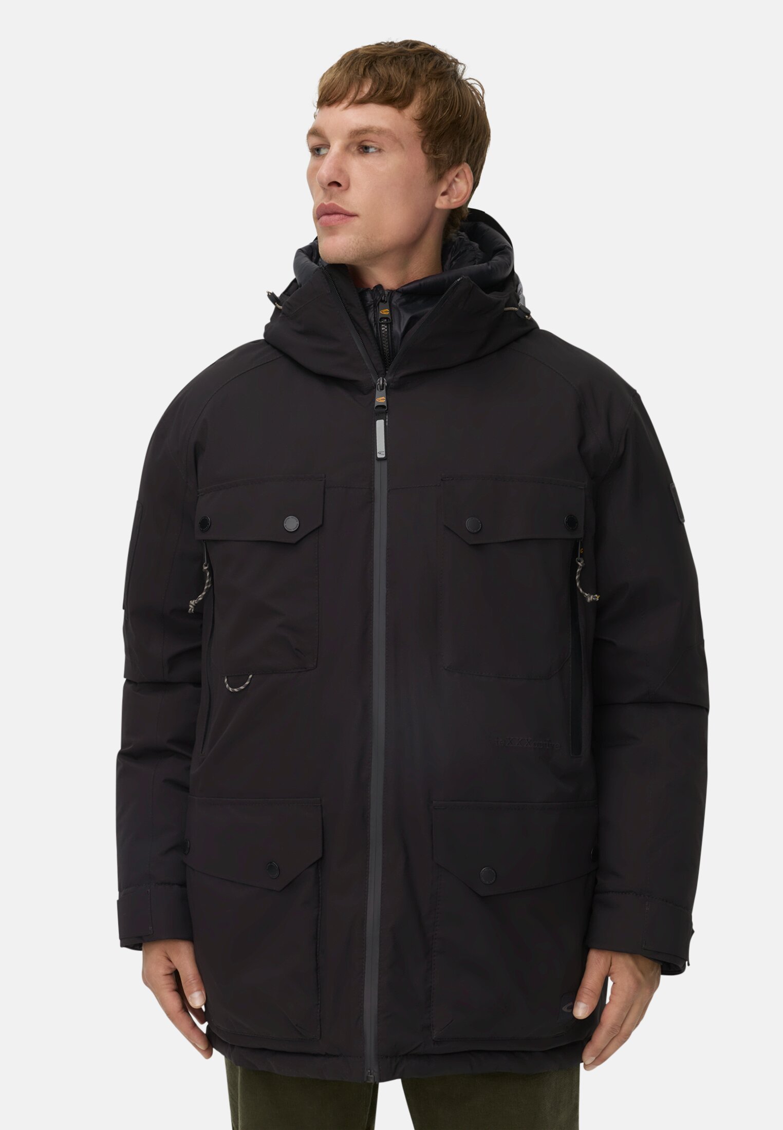 Herren teXXXactive® Jacke mit reflektierenden Details Schwarz getragen vorn