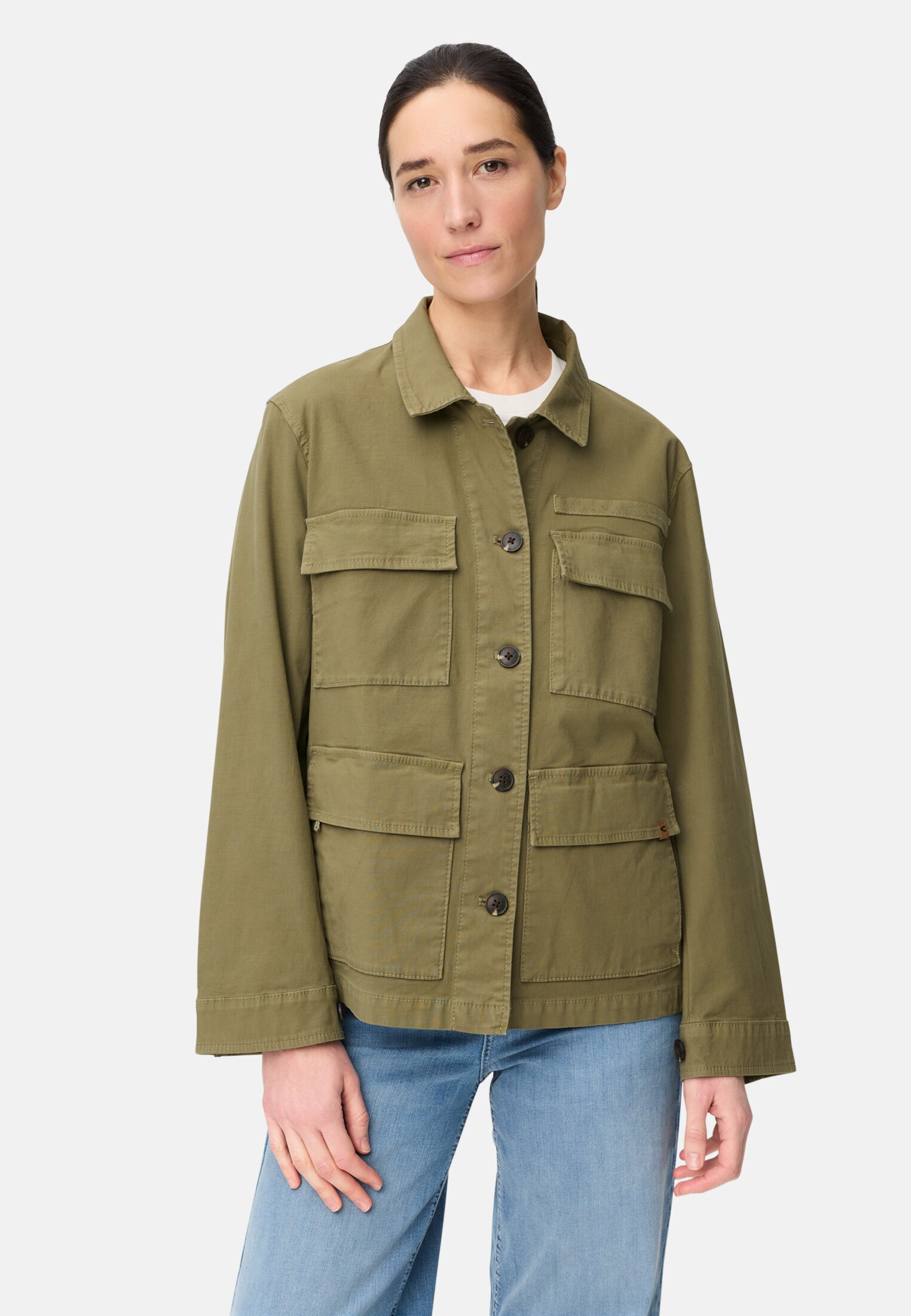Women Blazer made of a cotton blend Olive worn front