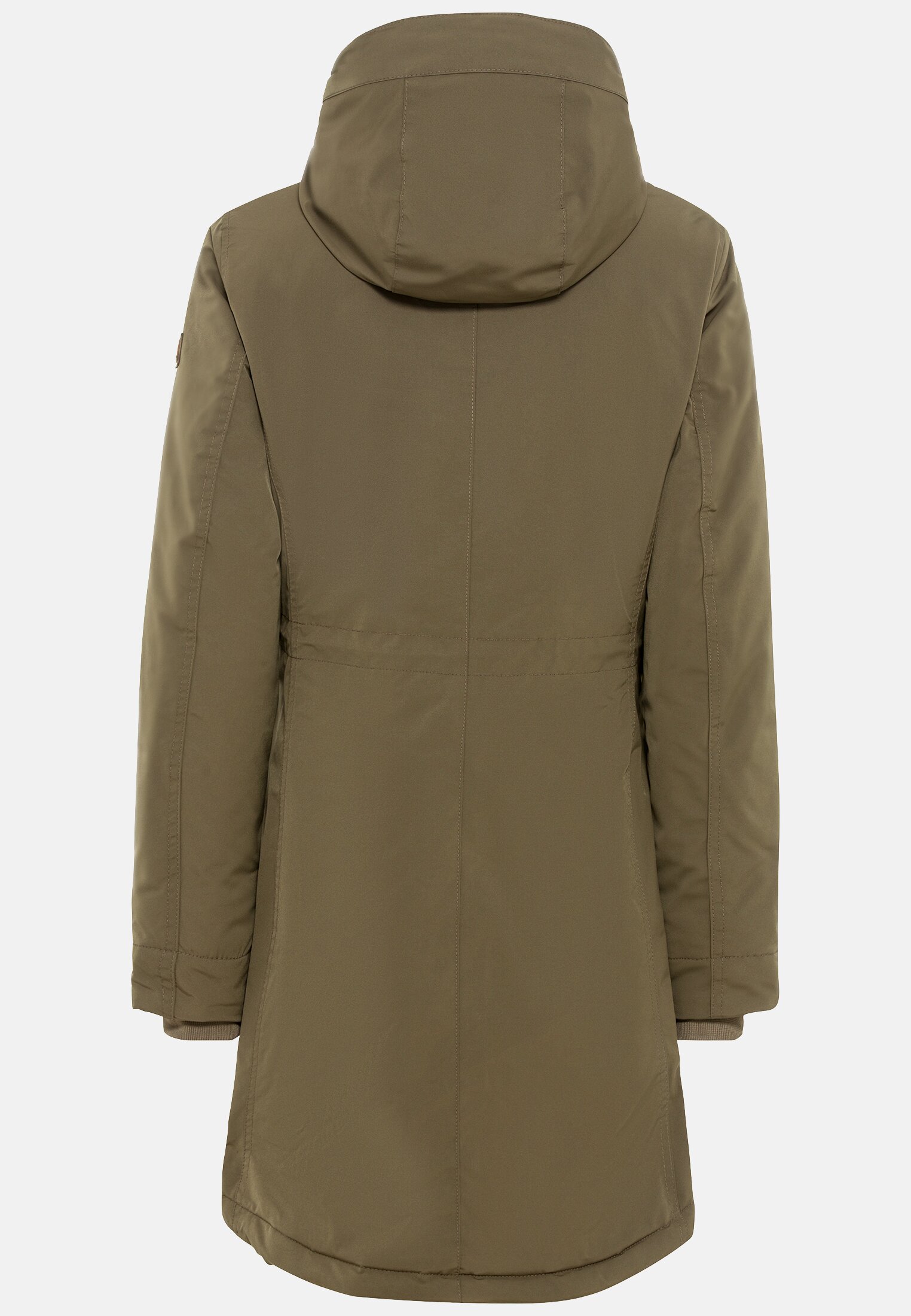 Damen Funktionsmantel mit Kapuze Dunkel khaki frontal hinten