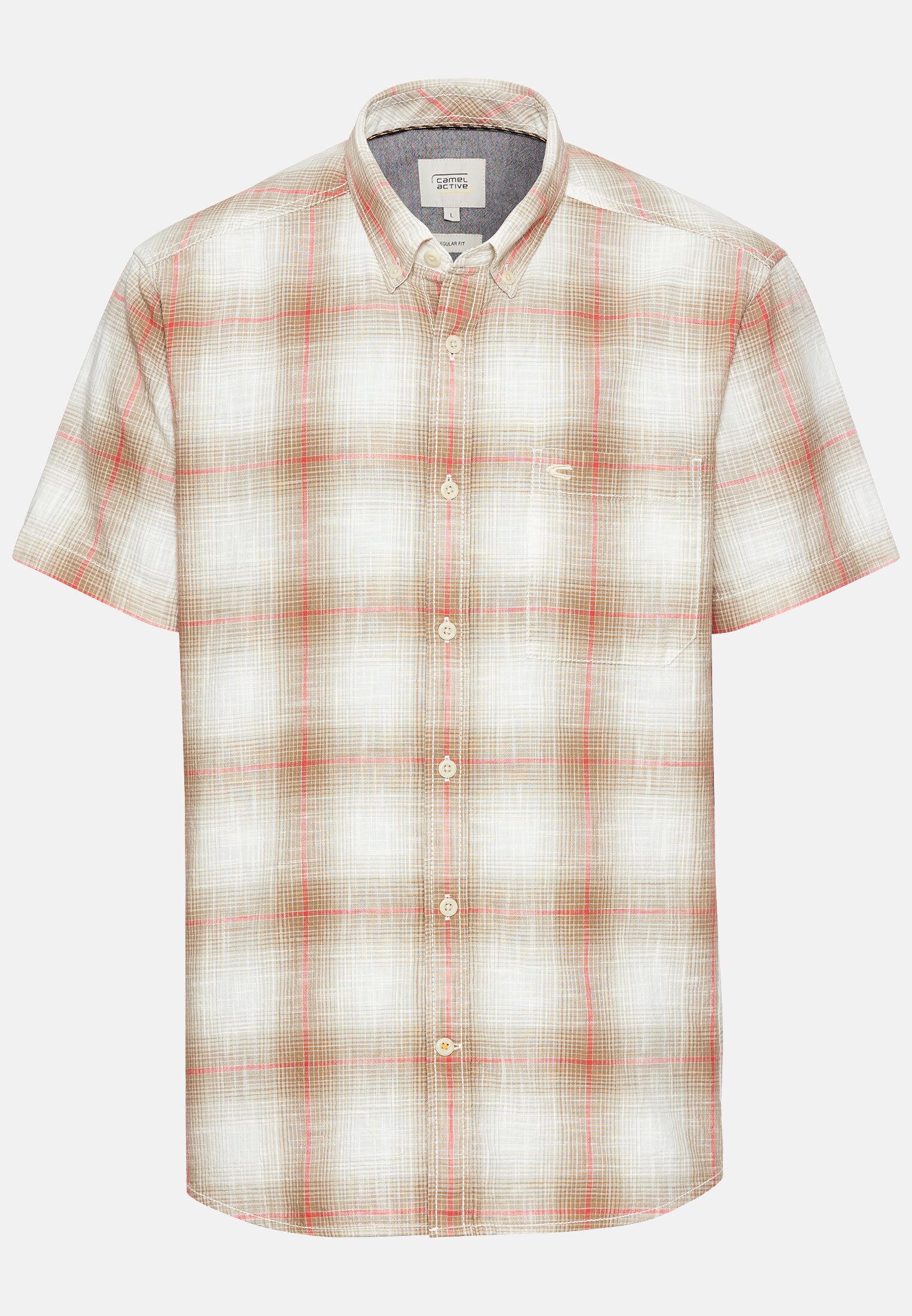 MI_09261-5S61-50_0G-00 Men Checked short-sleeve shirt made of pure cotton Sunfaded Red frontal front