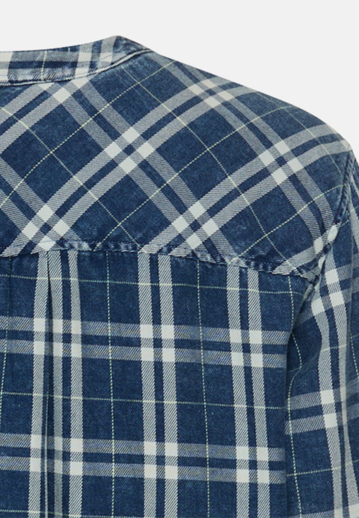 Vrouwen Geruite instapblouse van puur katoen Donkerblauw achter dichtbij