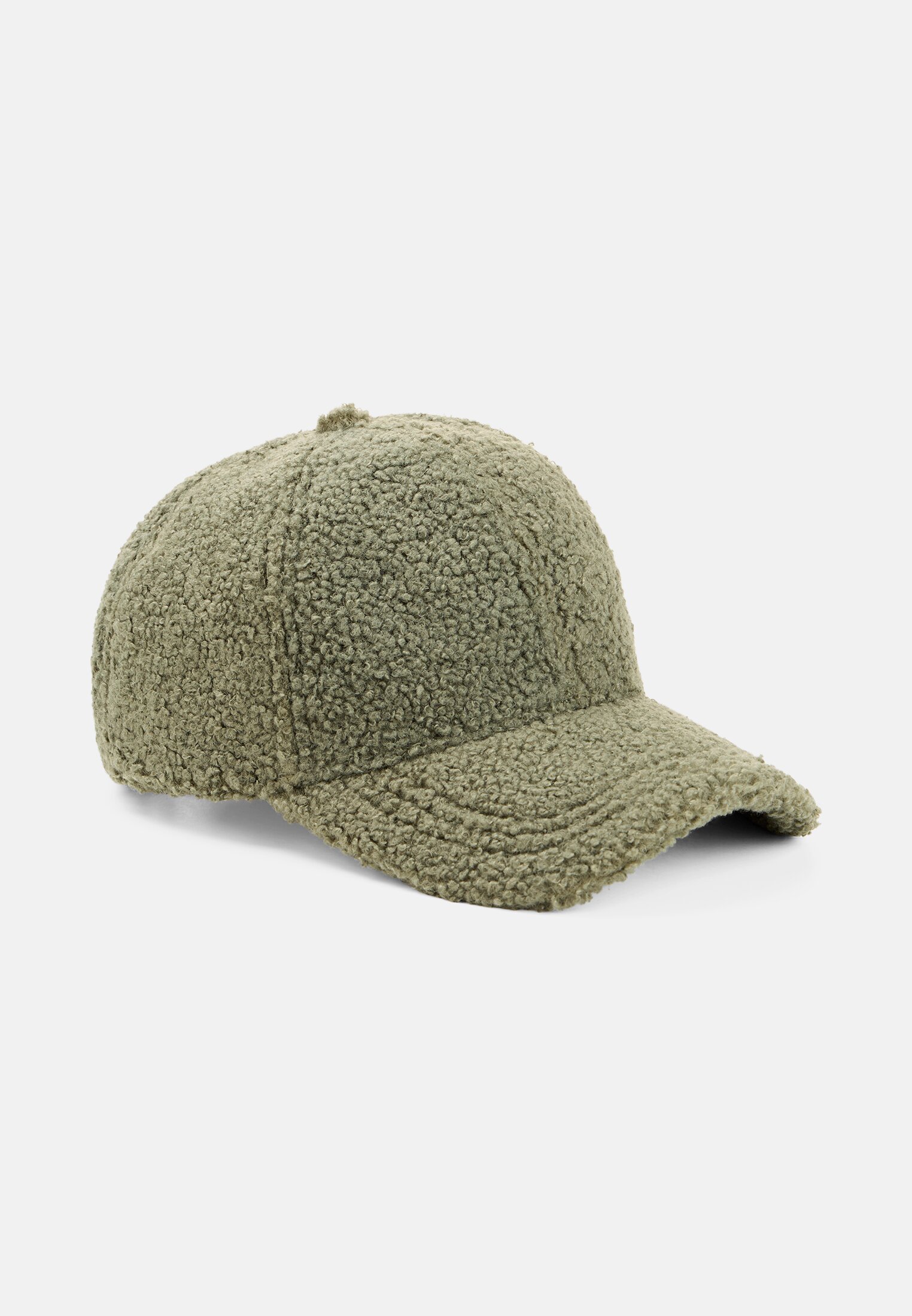Damen Cap mit Teddyfell Dunkelgrün frontal vorn