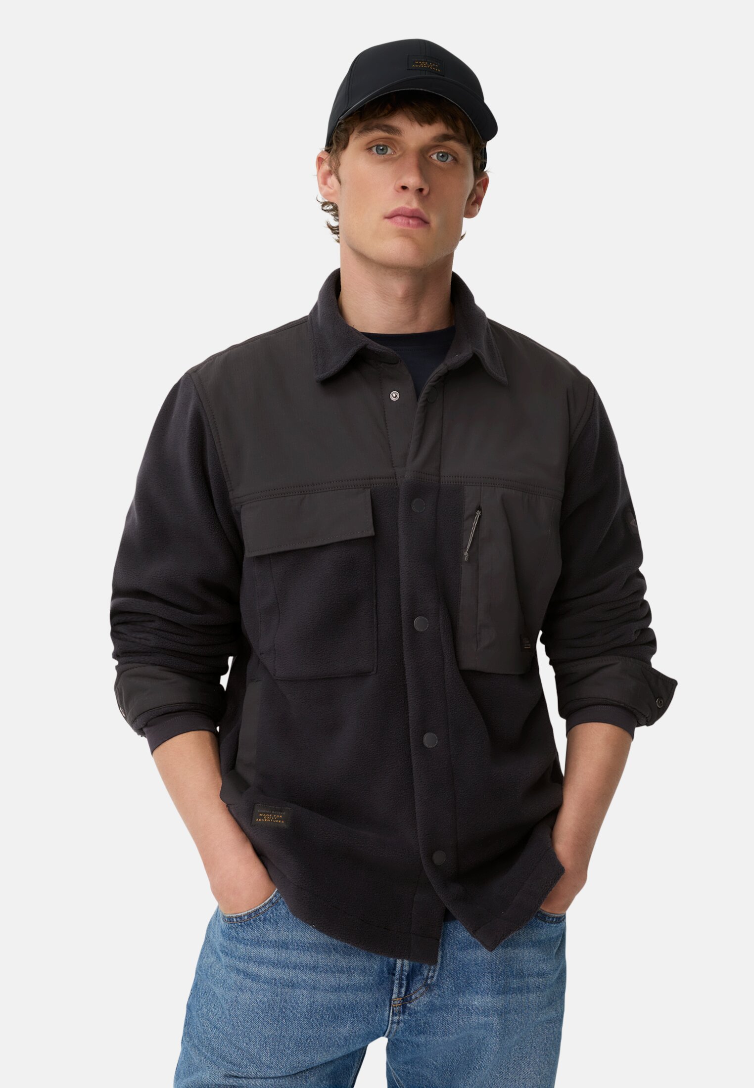 Heren Overshirt met overhemdkraag Marineblauw gedragen voor