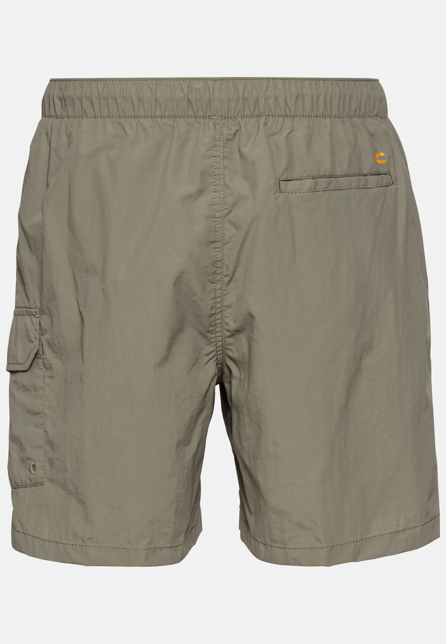 Men Beach shorts with a cargo pocket Khaki frontal back