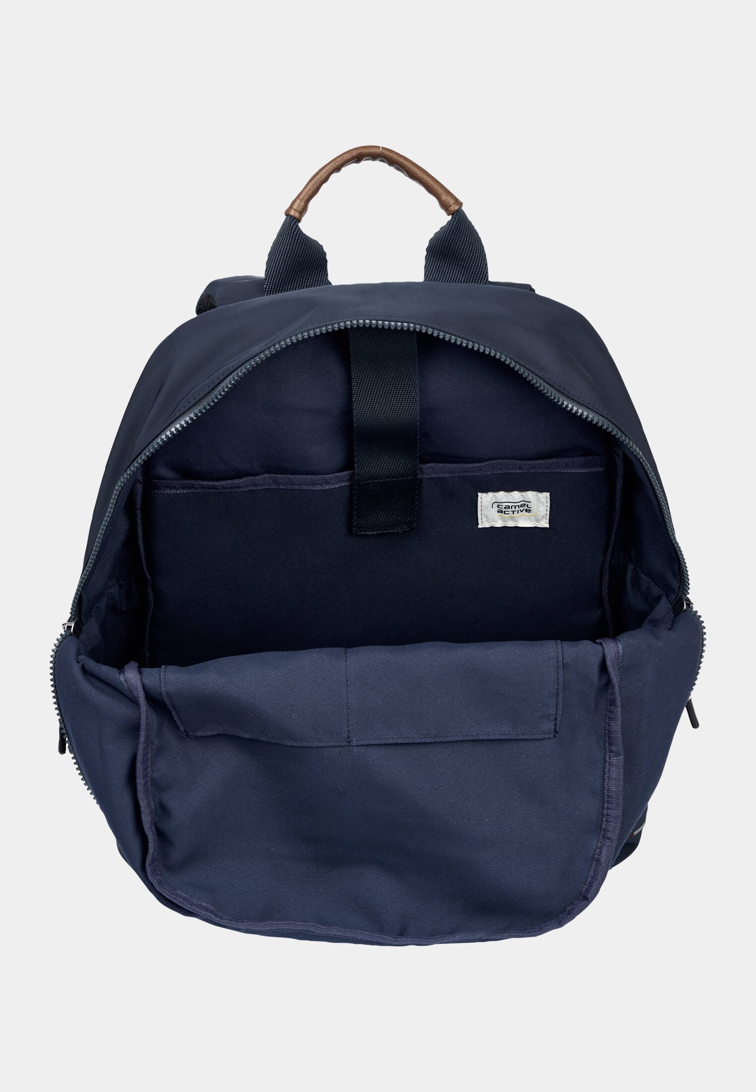 Women AURUM rucksack with padded laptop compartment Navy blue front close