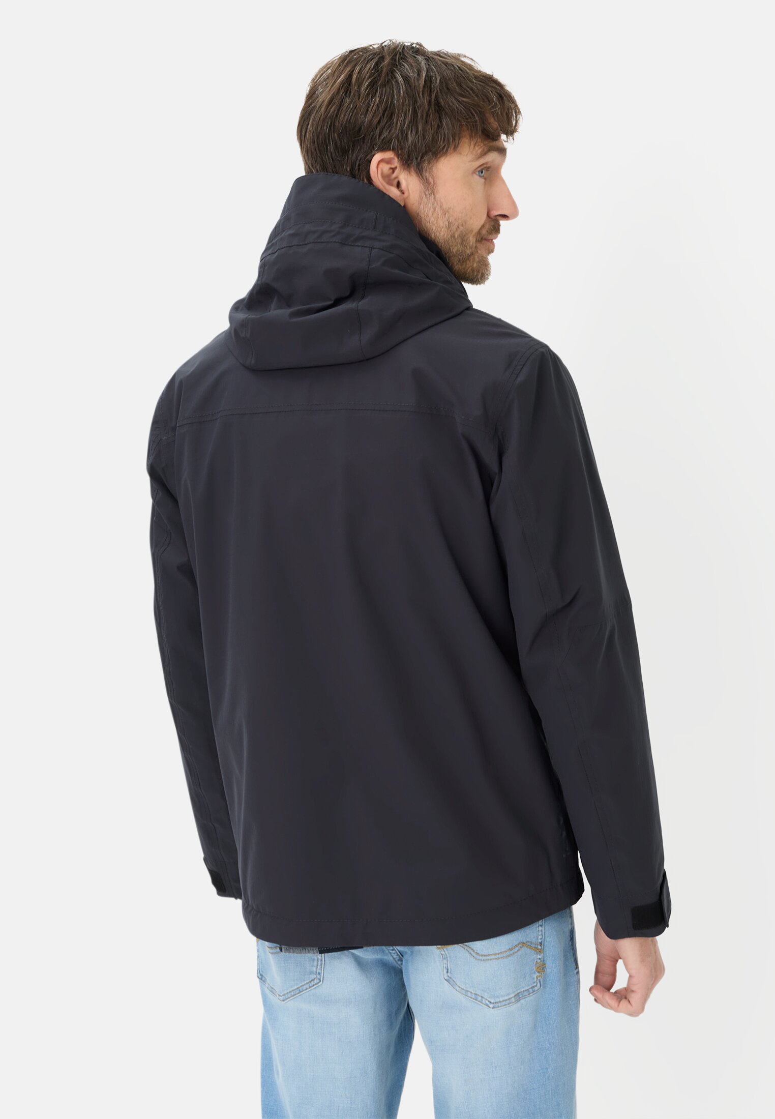 Heren teXXXactive® Blouson met afneembare capuchon Donkerblauw gedragen achter