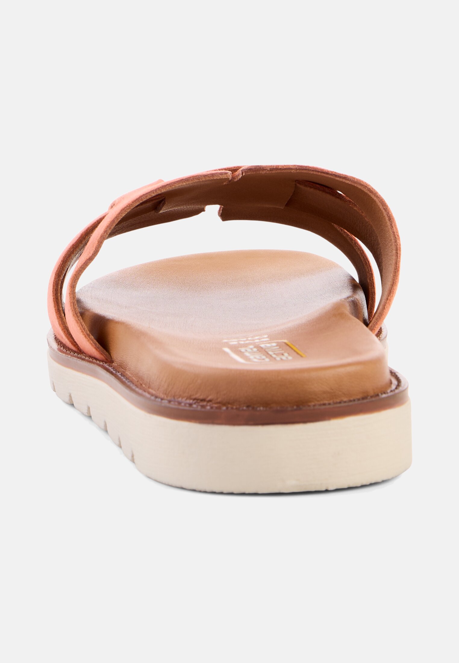 Damen Pantolette mit gepolstertem Lederfußbett Orange vorne nah