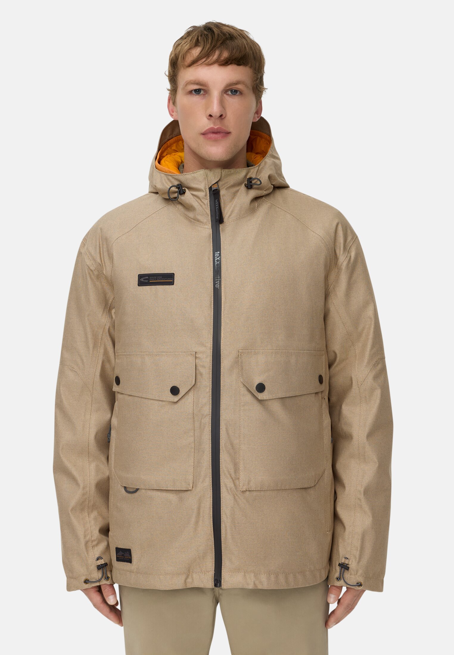 Herren teXXXactive® Jacke mit 2-in-1-Funktion Beige getragen vorn