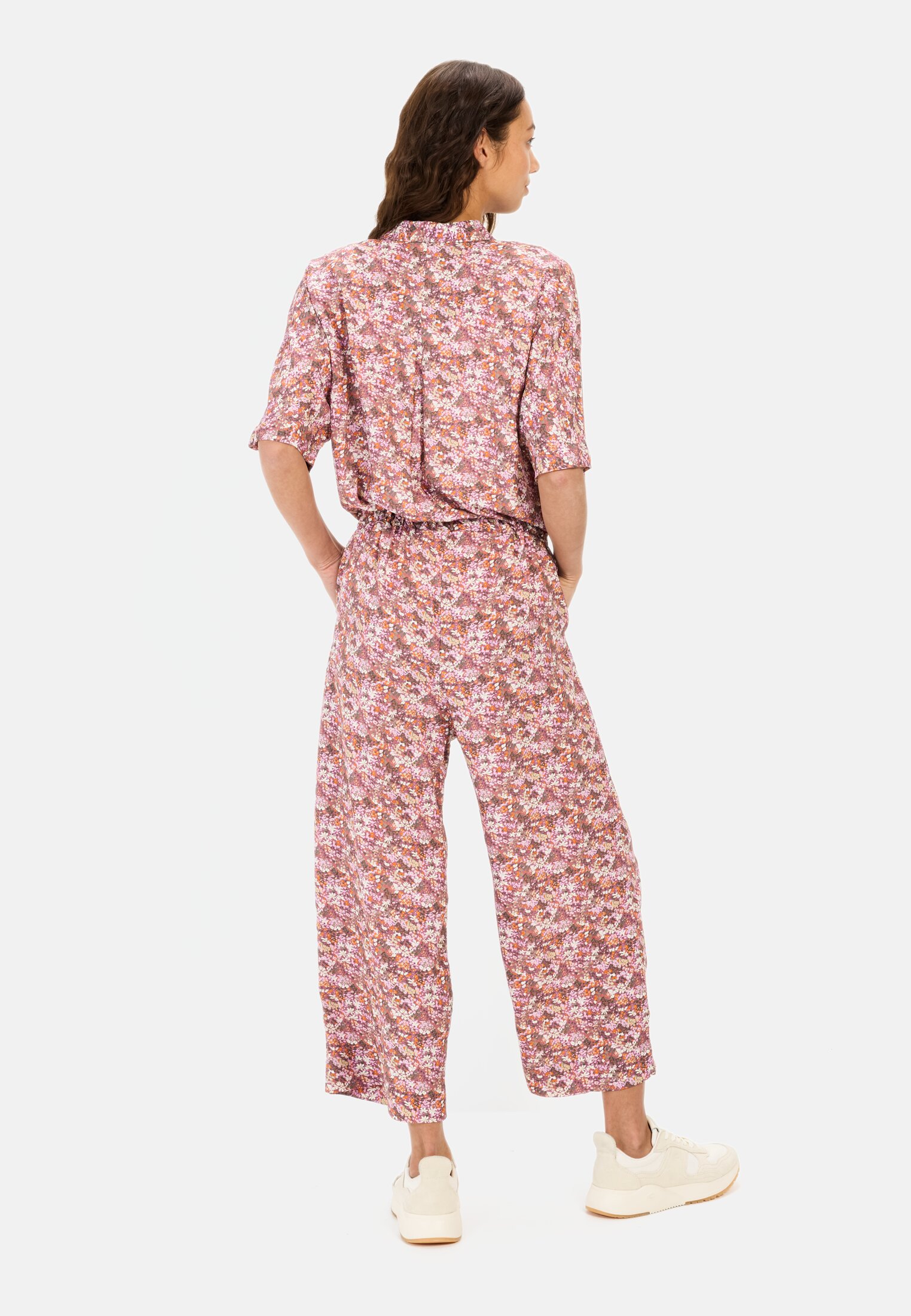 Women Jumpsuit made of viscose Red worn back