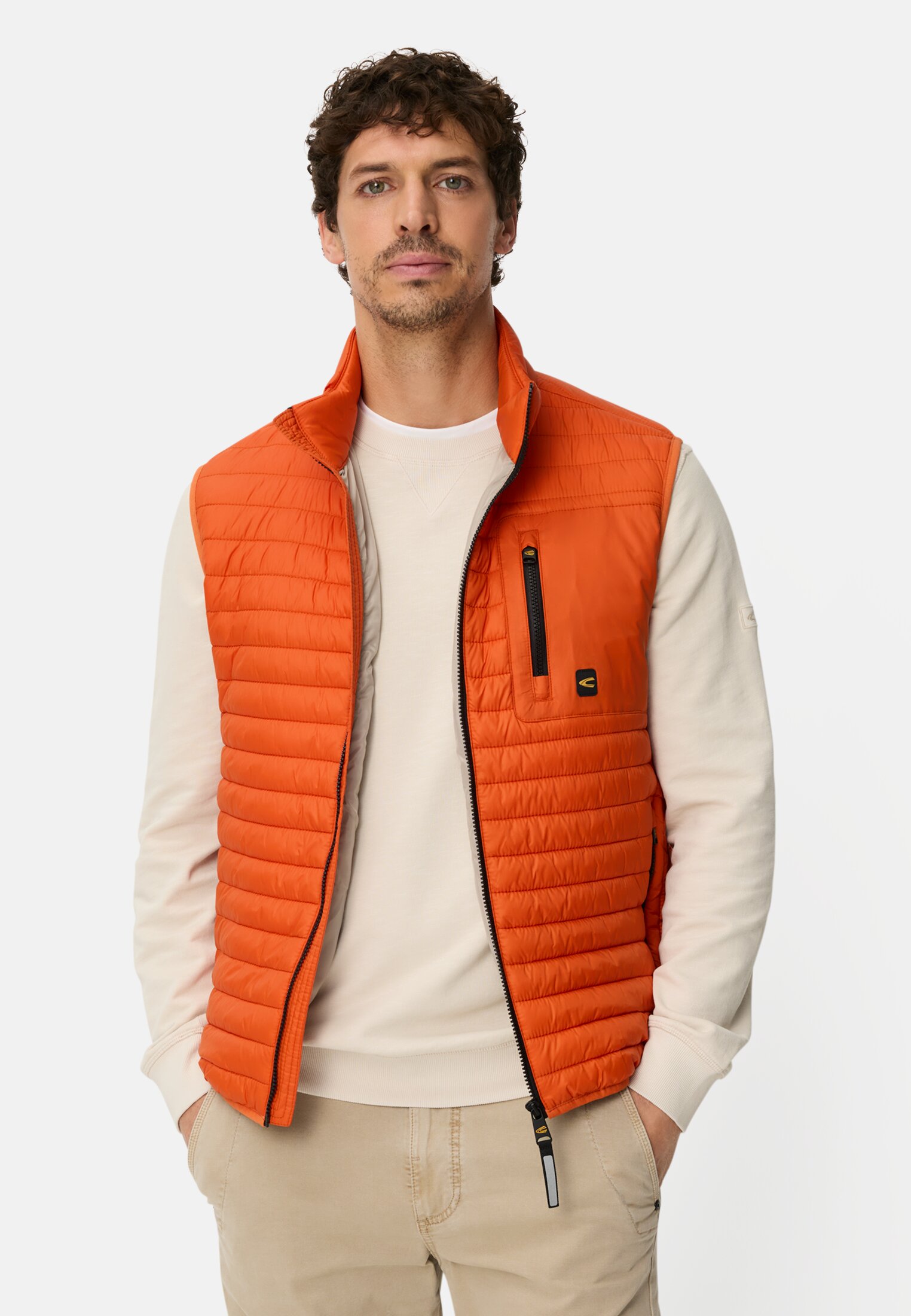 Herren Weste mit wasserabweisender Funktion Orange getragen vorn