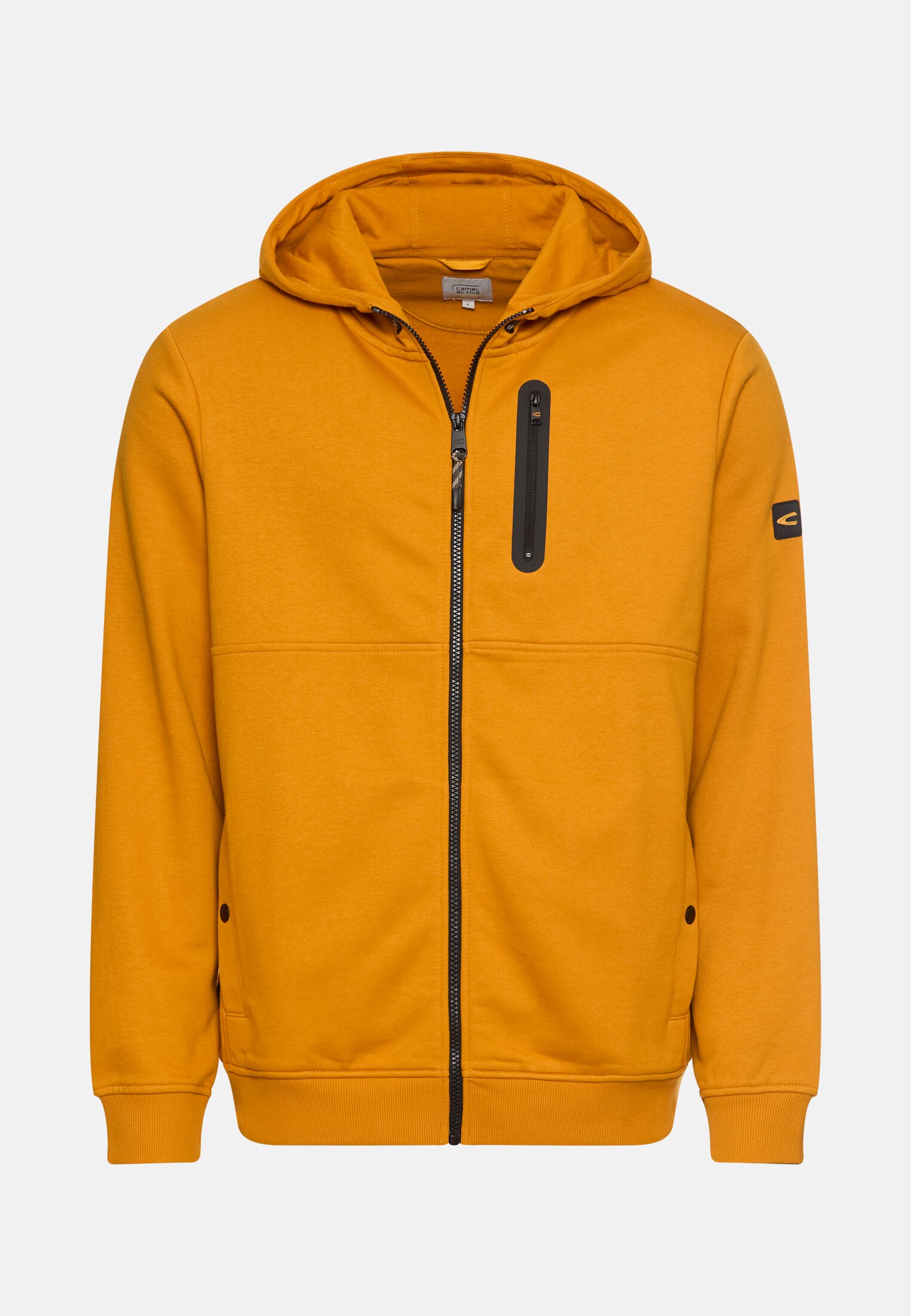 Men Sweat jacket with hood Yellow frontal front