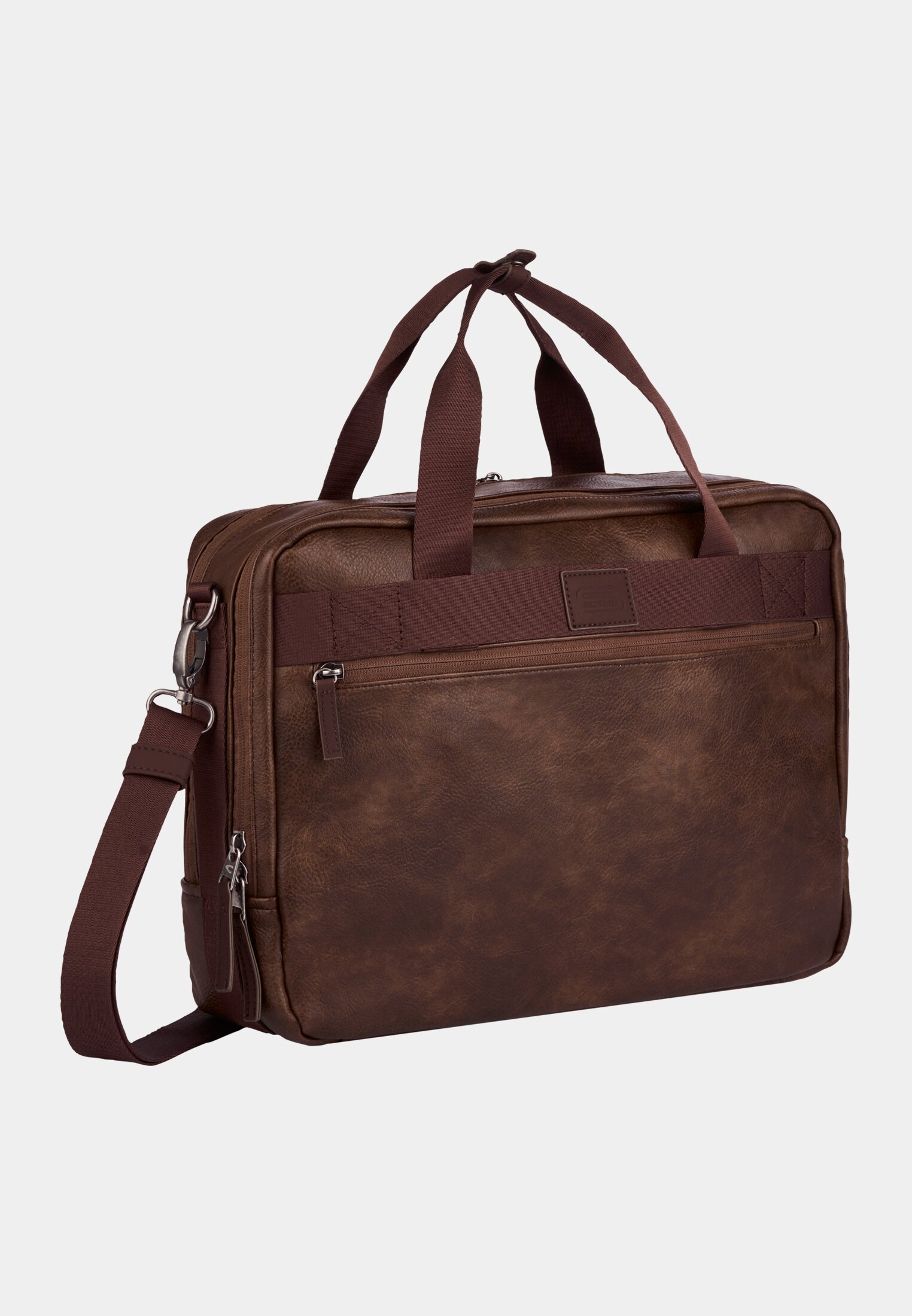 Herren TRACES Business Tasche mit gepolstertem Laptopfach Braun frontal hinten