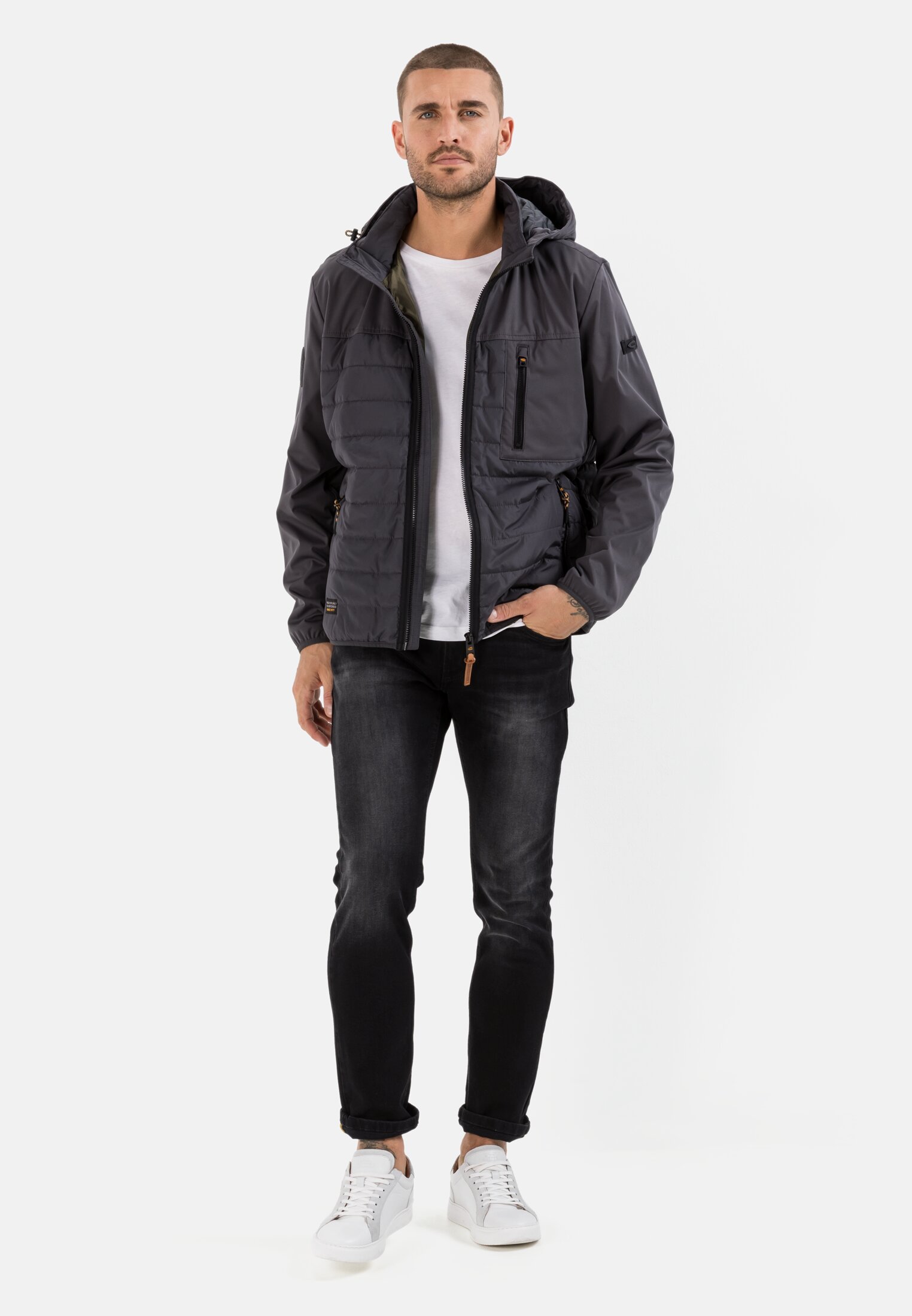Camel Active Herren Hybrid-Blouson Mit Kapuze – Wasserabweisend, Winddicht, Leicht Gefüttert, Mit Taschen