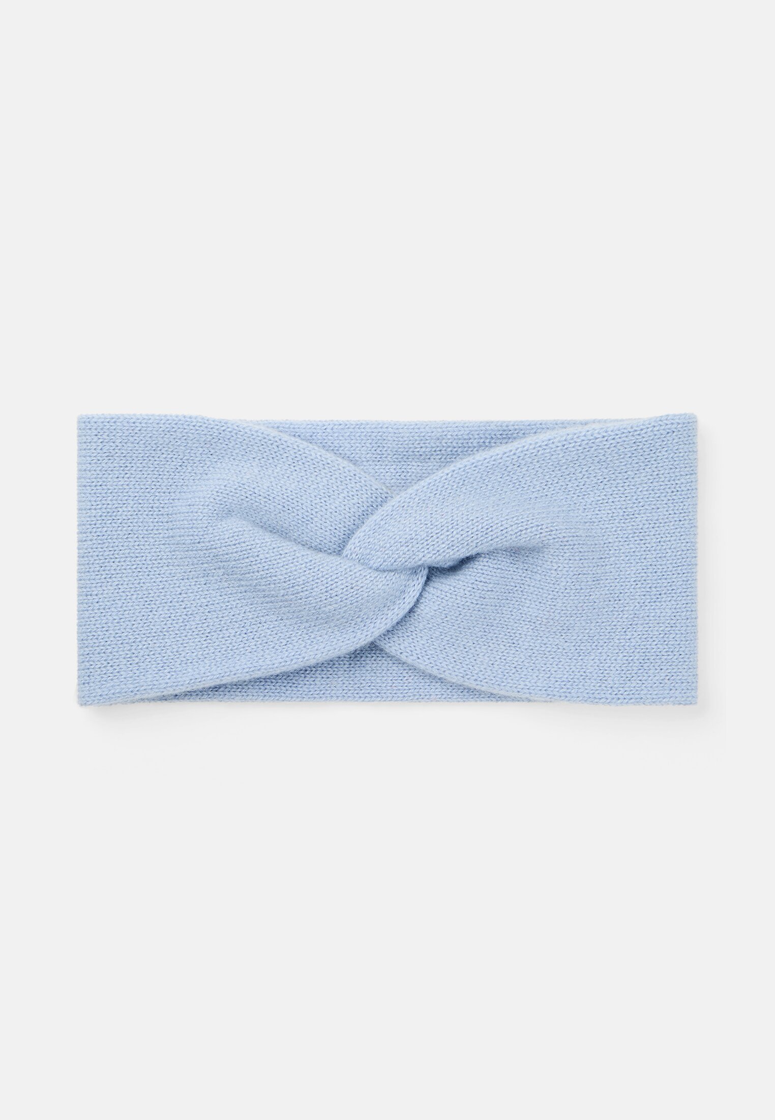 Damen Stirnband aus reinem Kaschmir Hellblau frontal vorn