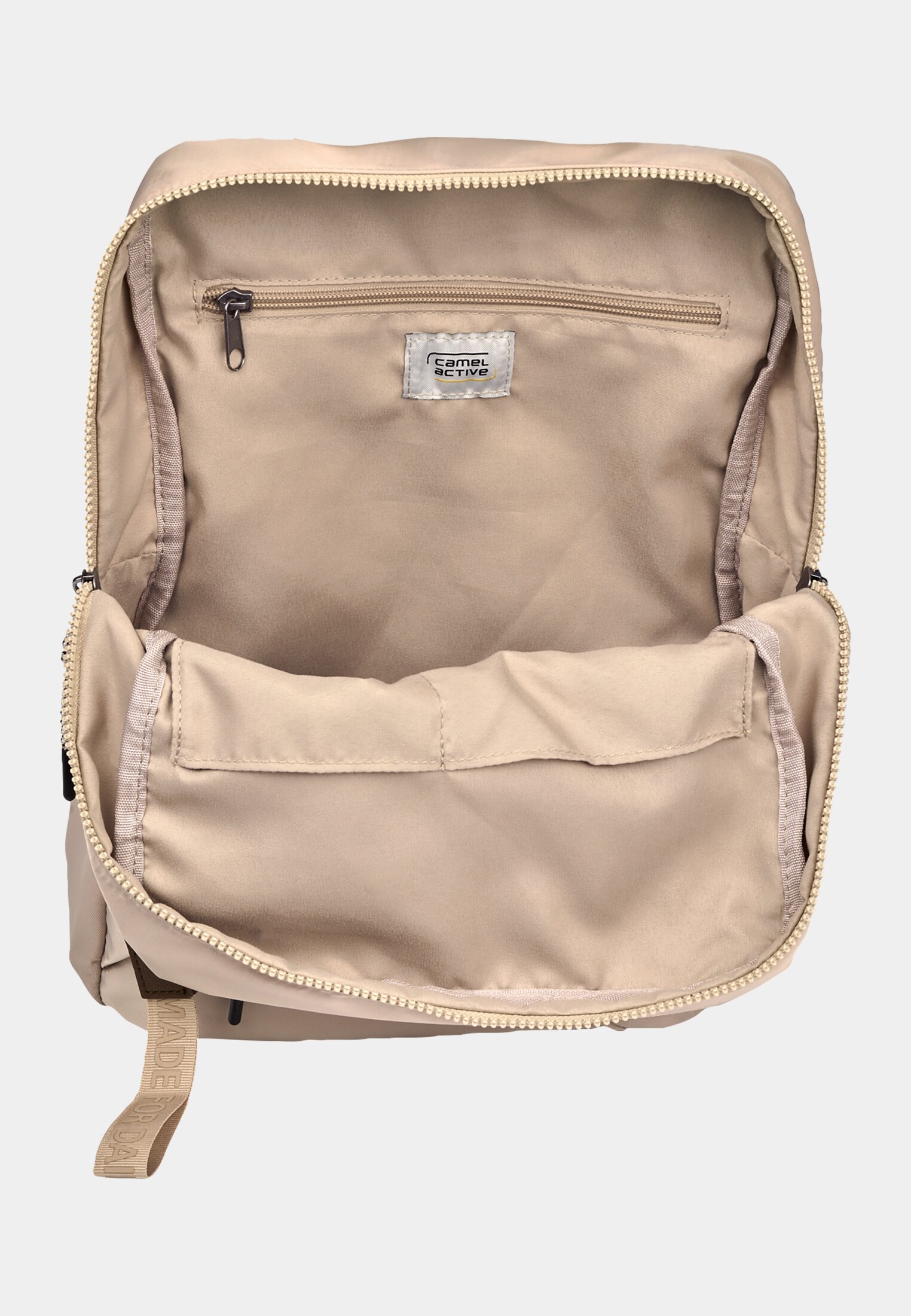Women AURUM rucksack made from recycled polyester Beige front close