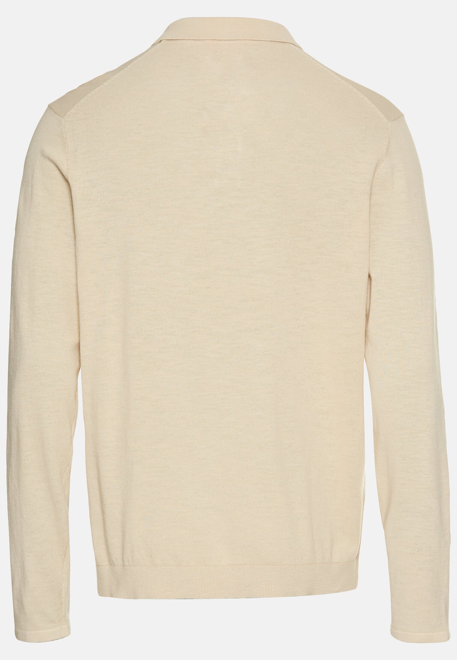 Herren Leichtes Langarm Polo aus reiner Baumwolle Hafer frontal hinten