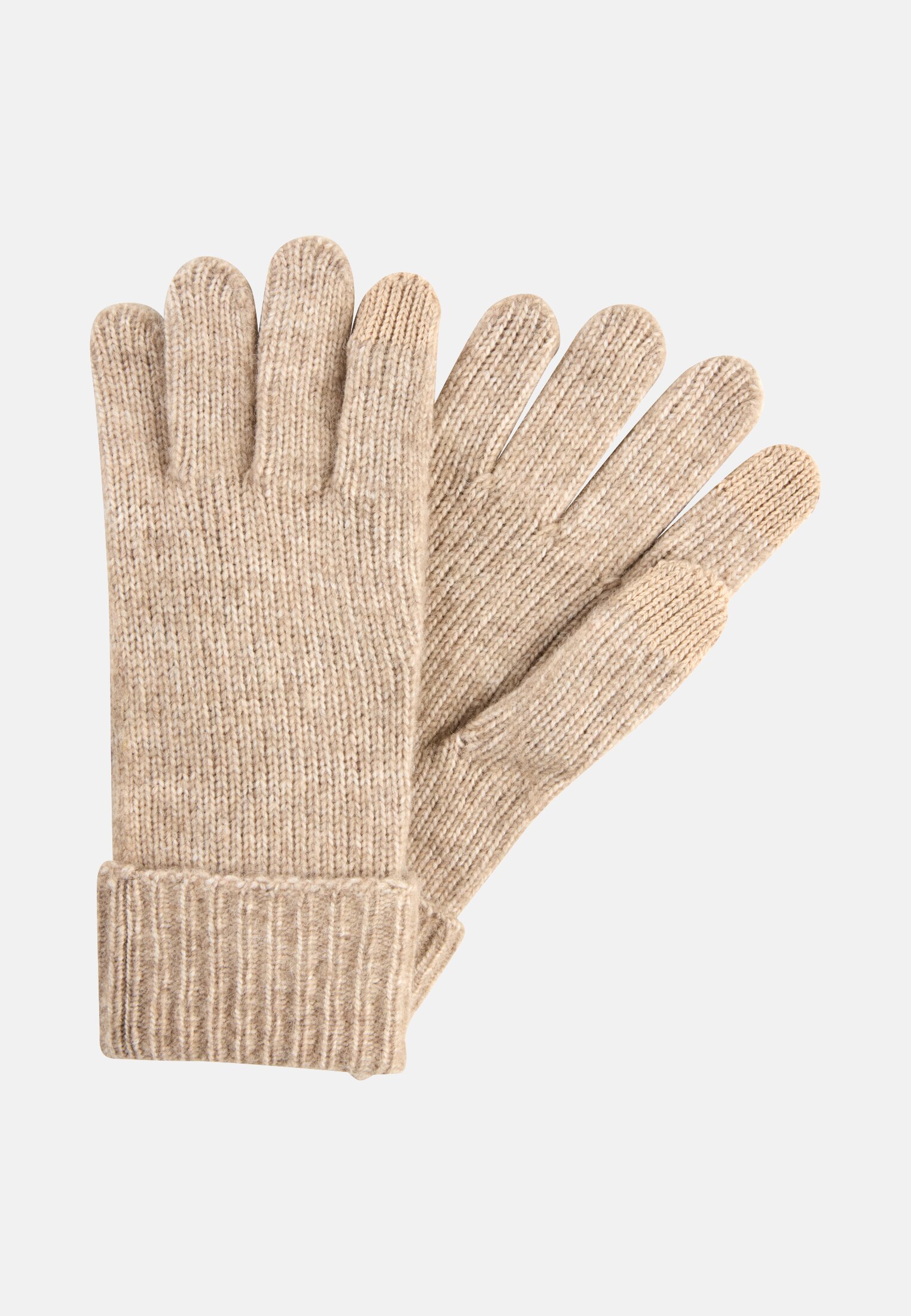 Damen Strickhandschuhe aus weichem Materialmix Karamell frontal vorn