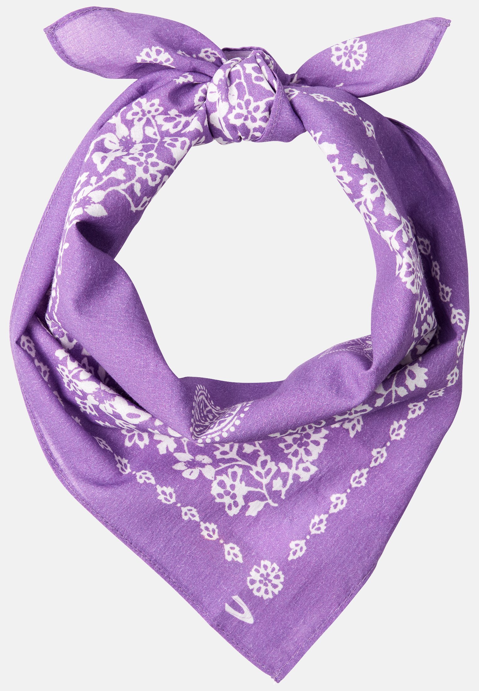 Women Bandana made of pure cotton Purple-White frontal front